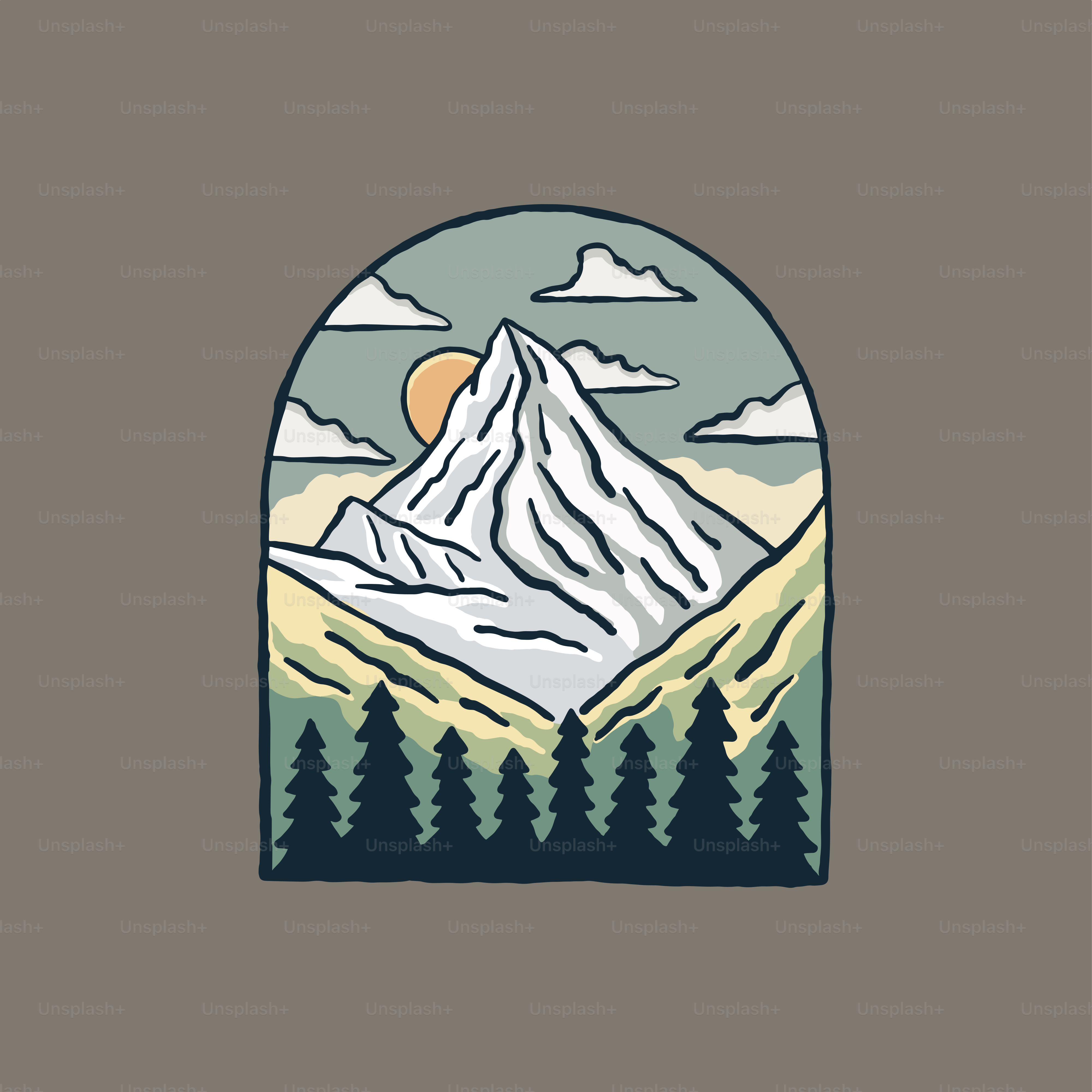 Vector design of Zermatt Matterhorn in Switzerland for Nature outdoor design