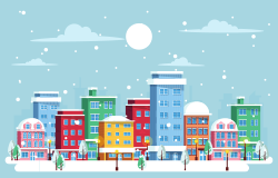 Paysage de Moon City Paysage urbain Hiver froid Bâtiment de neige