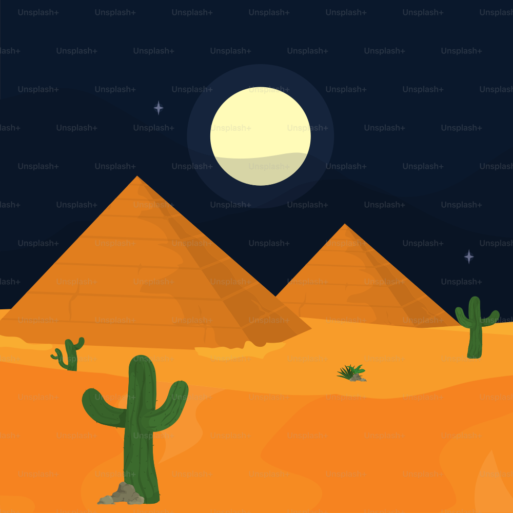 사막 밤 아이콘 벡터 일러스트레이션 그래픽 디자인