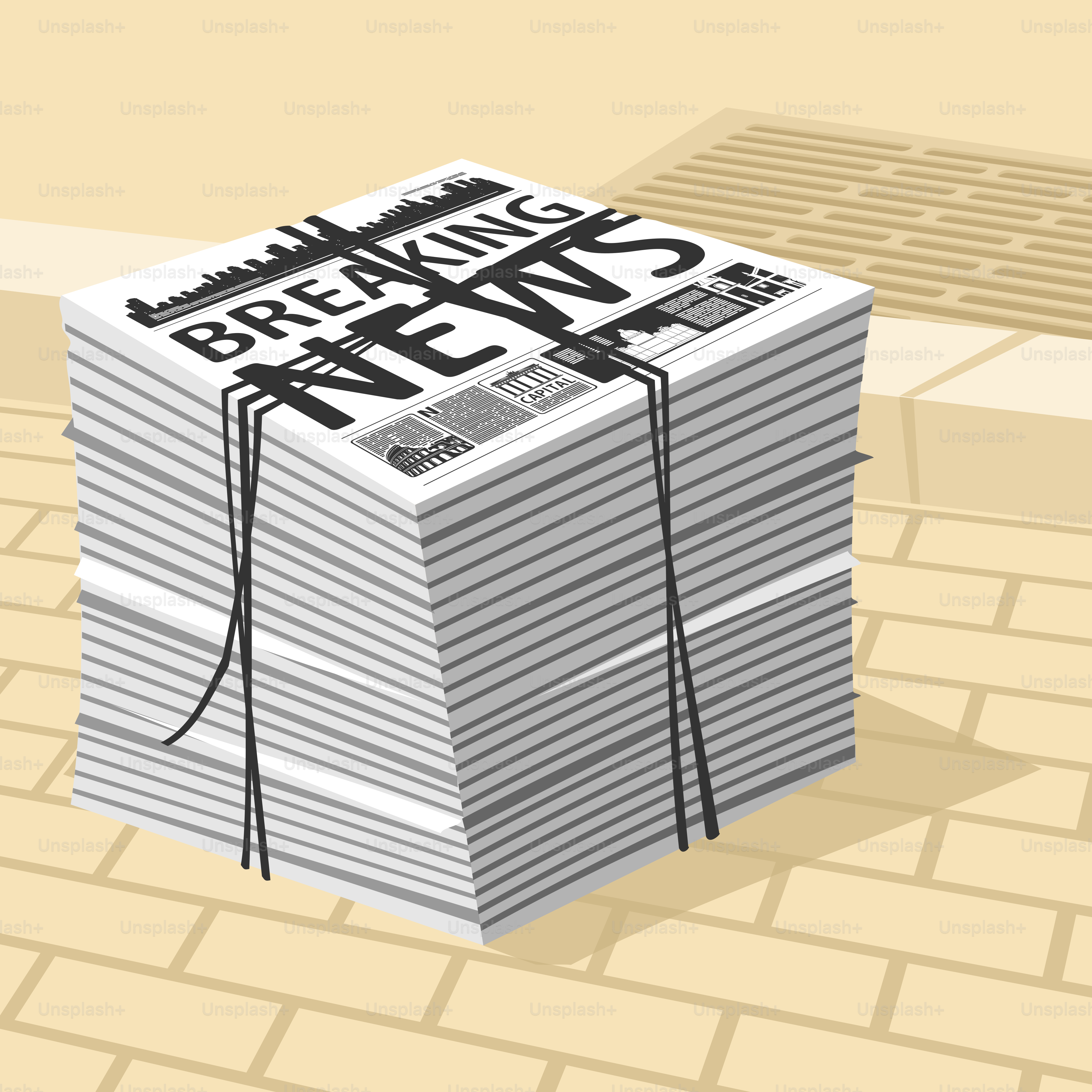 Vektorillustration Stapel Zeitungen Eilmeldung