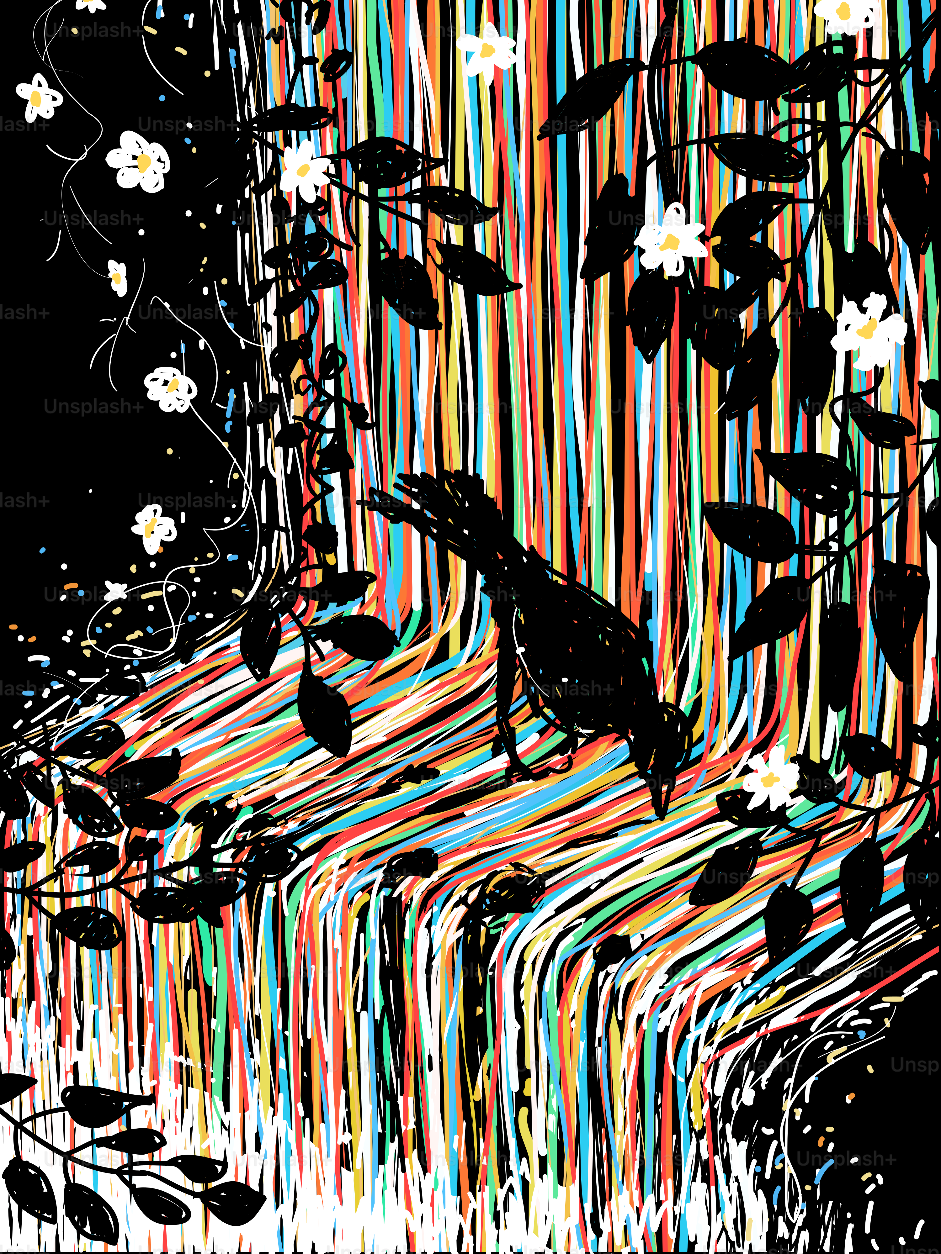 Bird and waterfall eps 8 file format