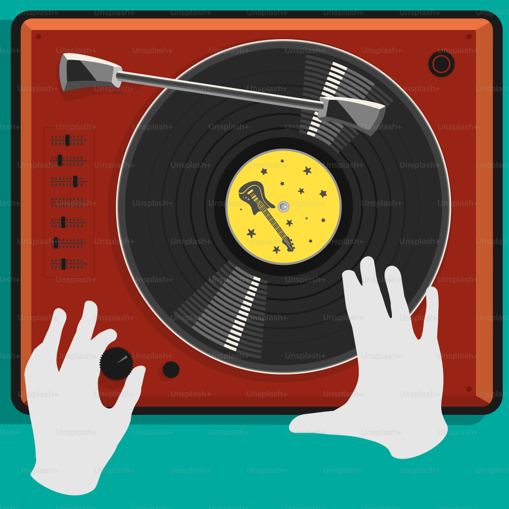 Illustrazione vettoriale Disco in vinile e DJ Scratch eps 8 formato di file