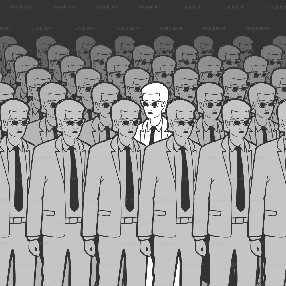 Unique Man in the Crowd Vector Illustration eps 8 file format