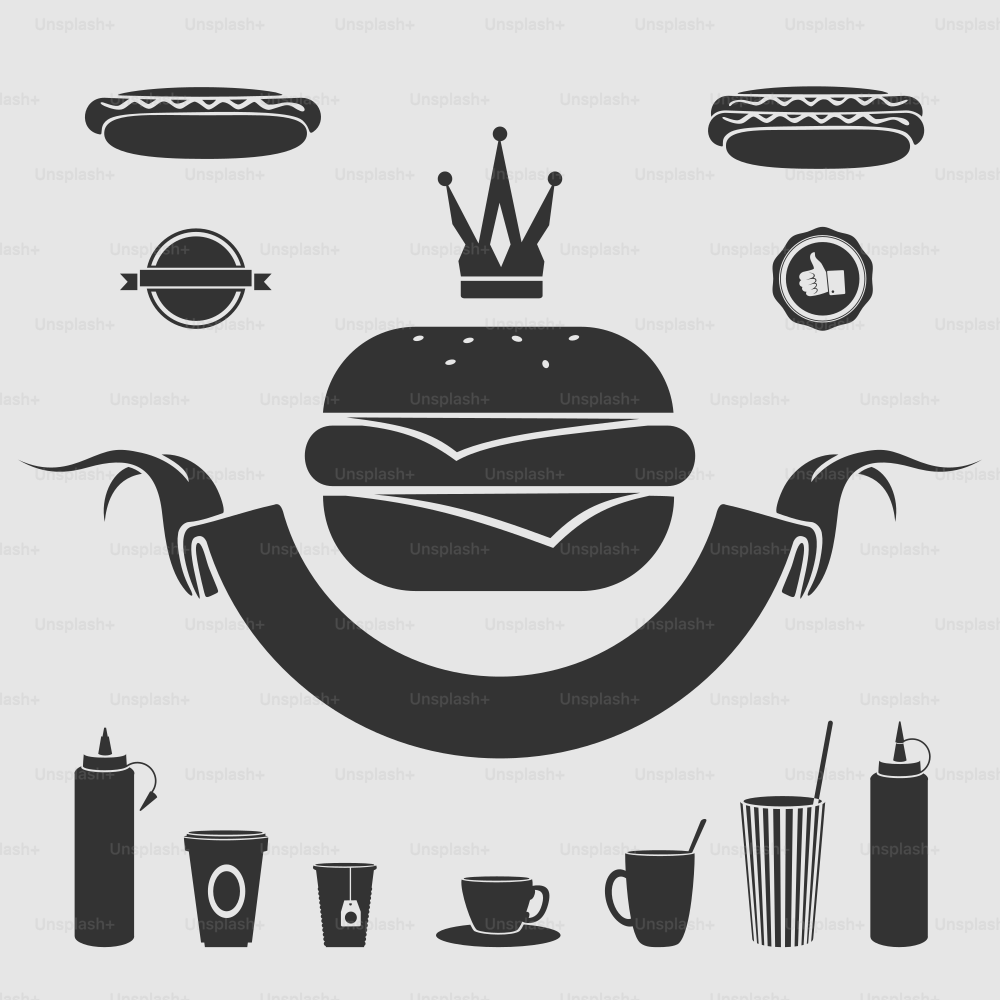 Symbolsatz für das Design von Fast-Food-Restaurants