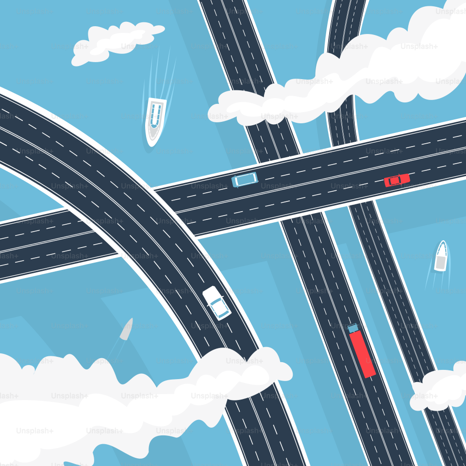 Vector Illustration Transport Highway Above Water