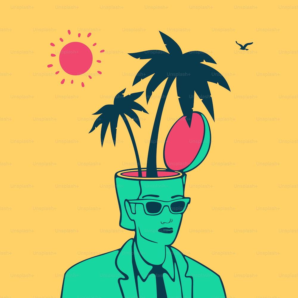 Vector illustration Man and Palm