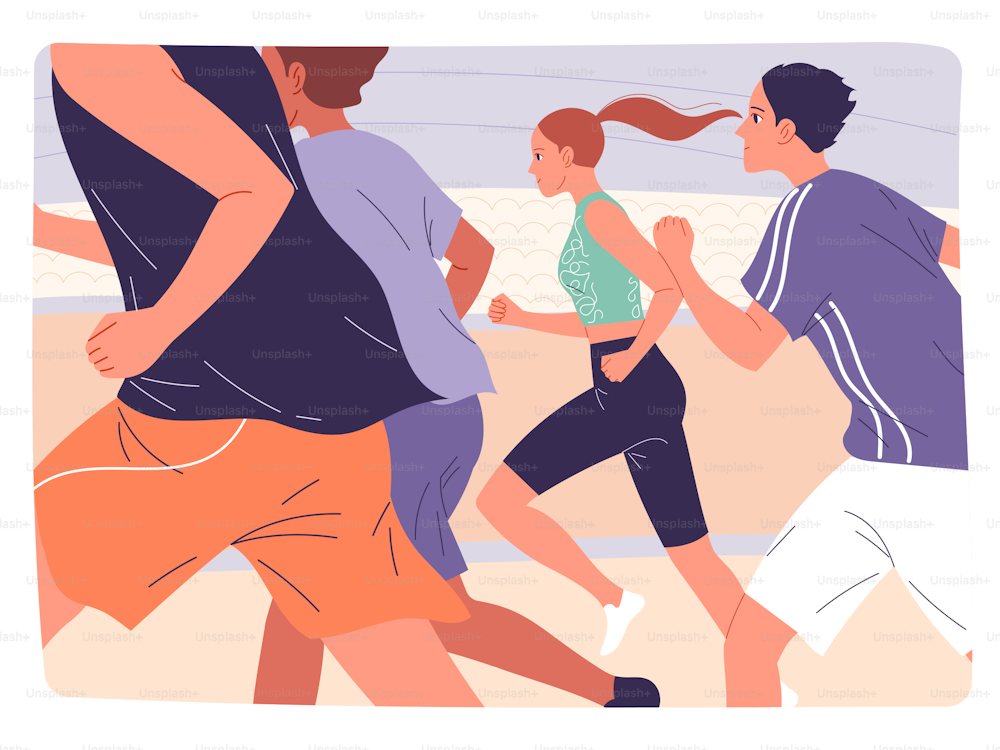 Grupo de atletas corriendo al aire libre.