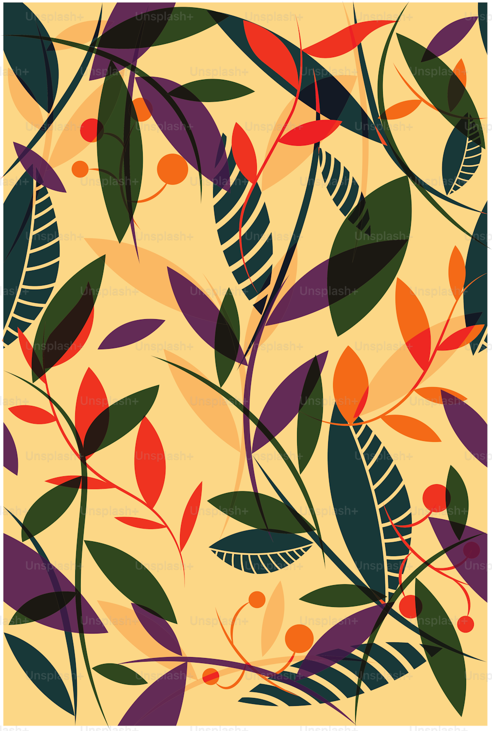 Estampado floral tropical. Estilo de moda para telas y textiles. Diseño plano, colores brillantes. Verano, primavera. Ilustración vectorial.