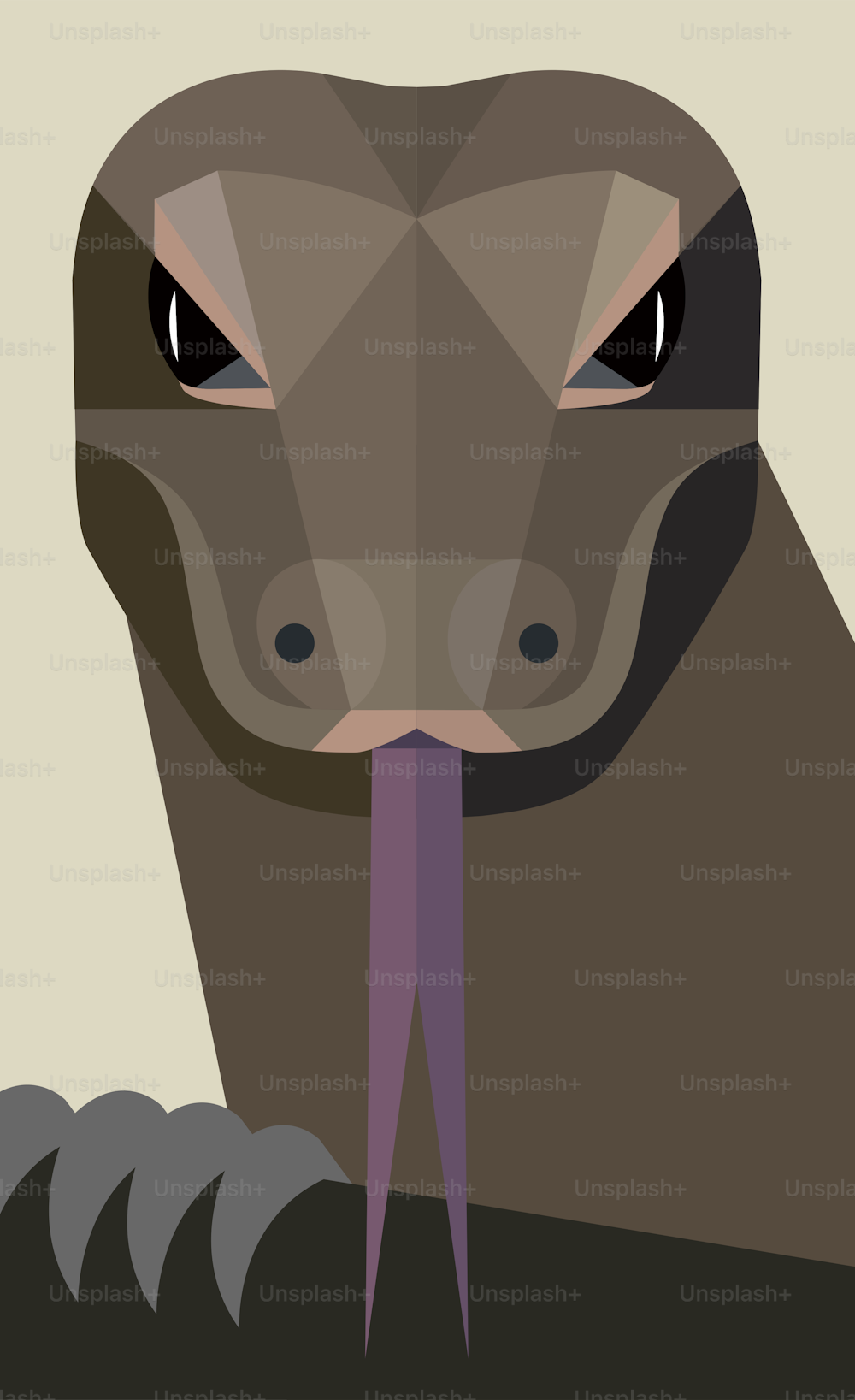 Lagarto monitor, conocido como Dragón de Komodo, retrato, imagen estilizada