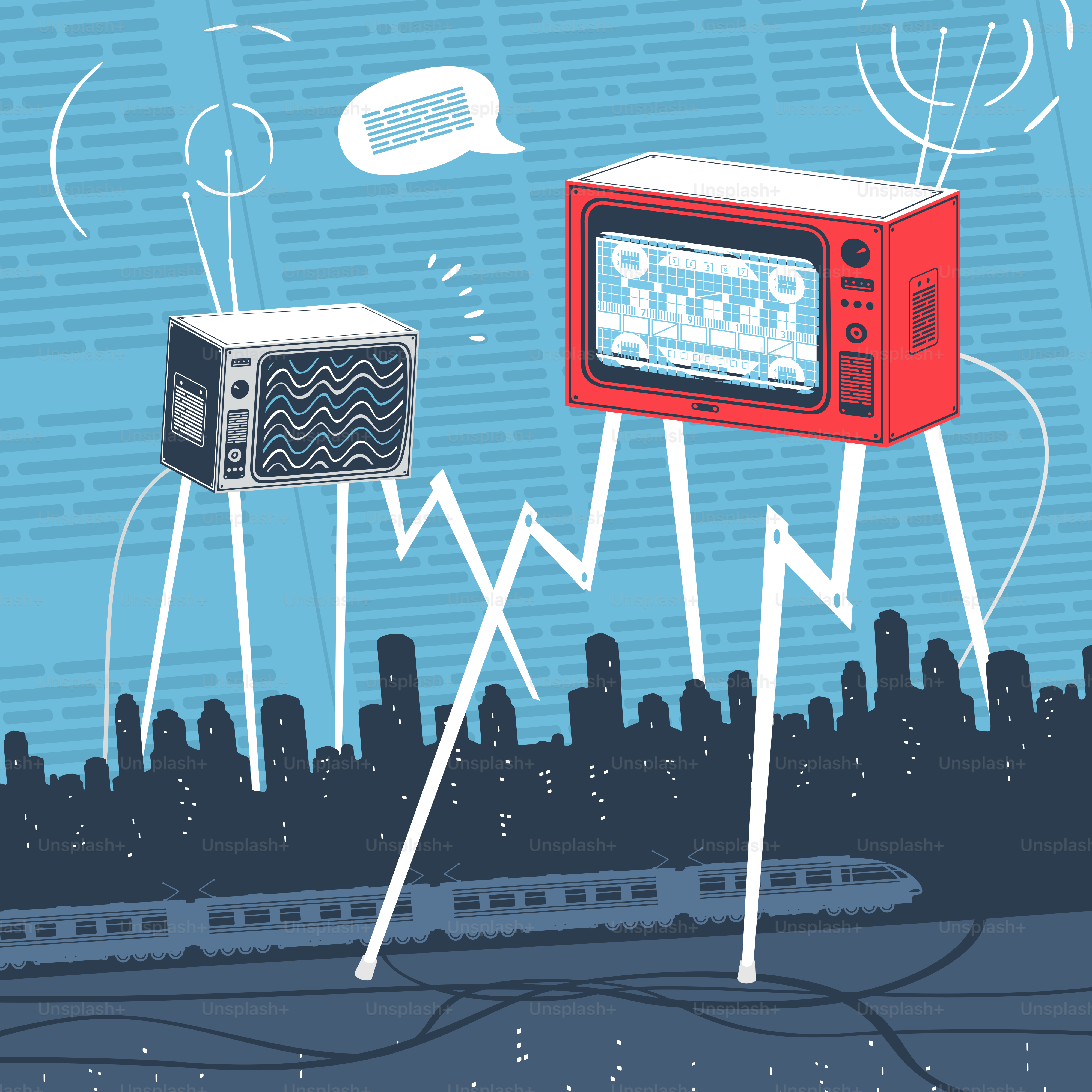 Ilustração vetorial Cartoon Style TV Propaganda