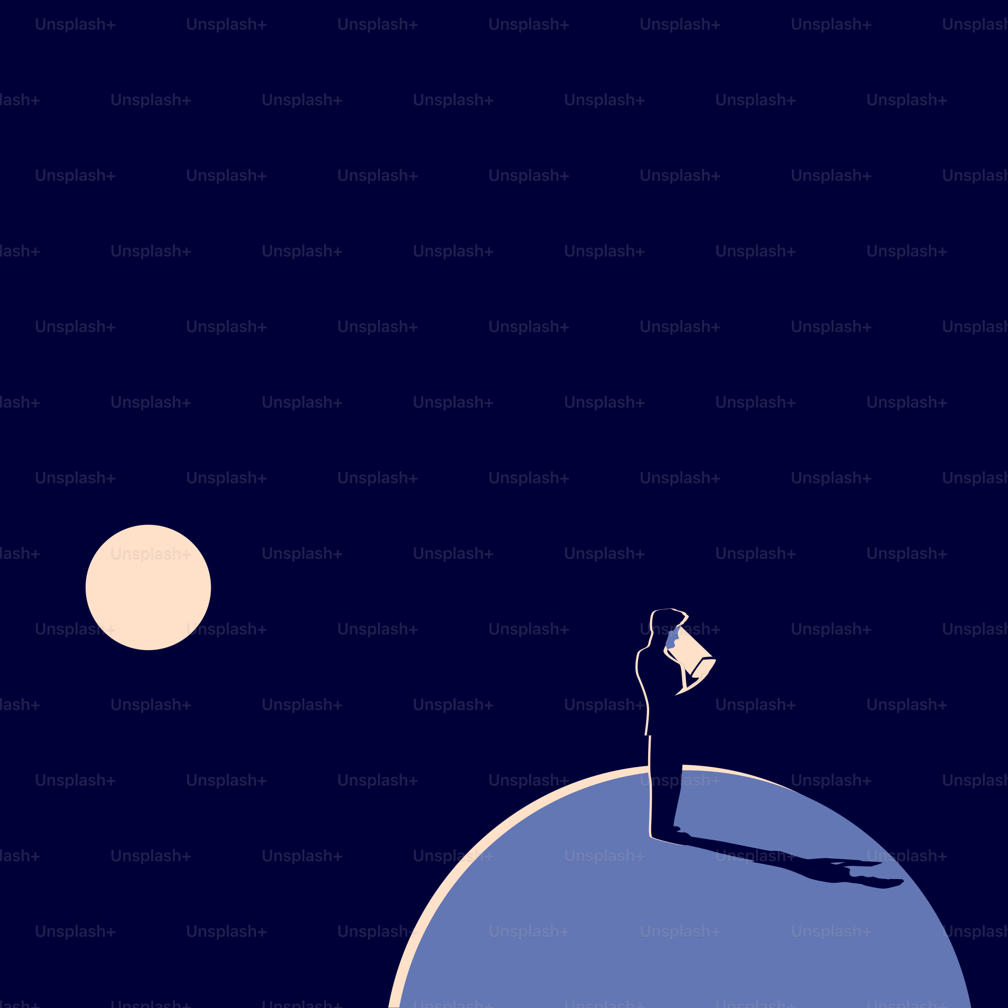 A man reads or watches a tablet or phone in a minimal style.