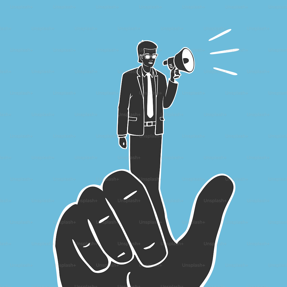 Vector Illustration Hand and Puppet With Megaphone