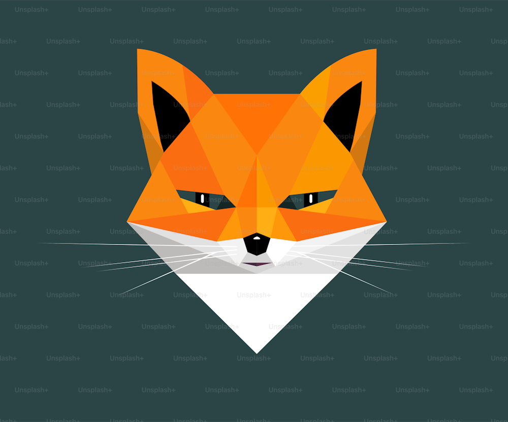 Fox portrait on a dark green background, stylized image