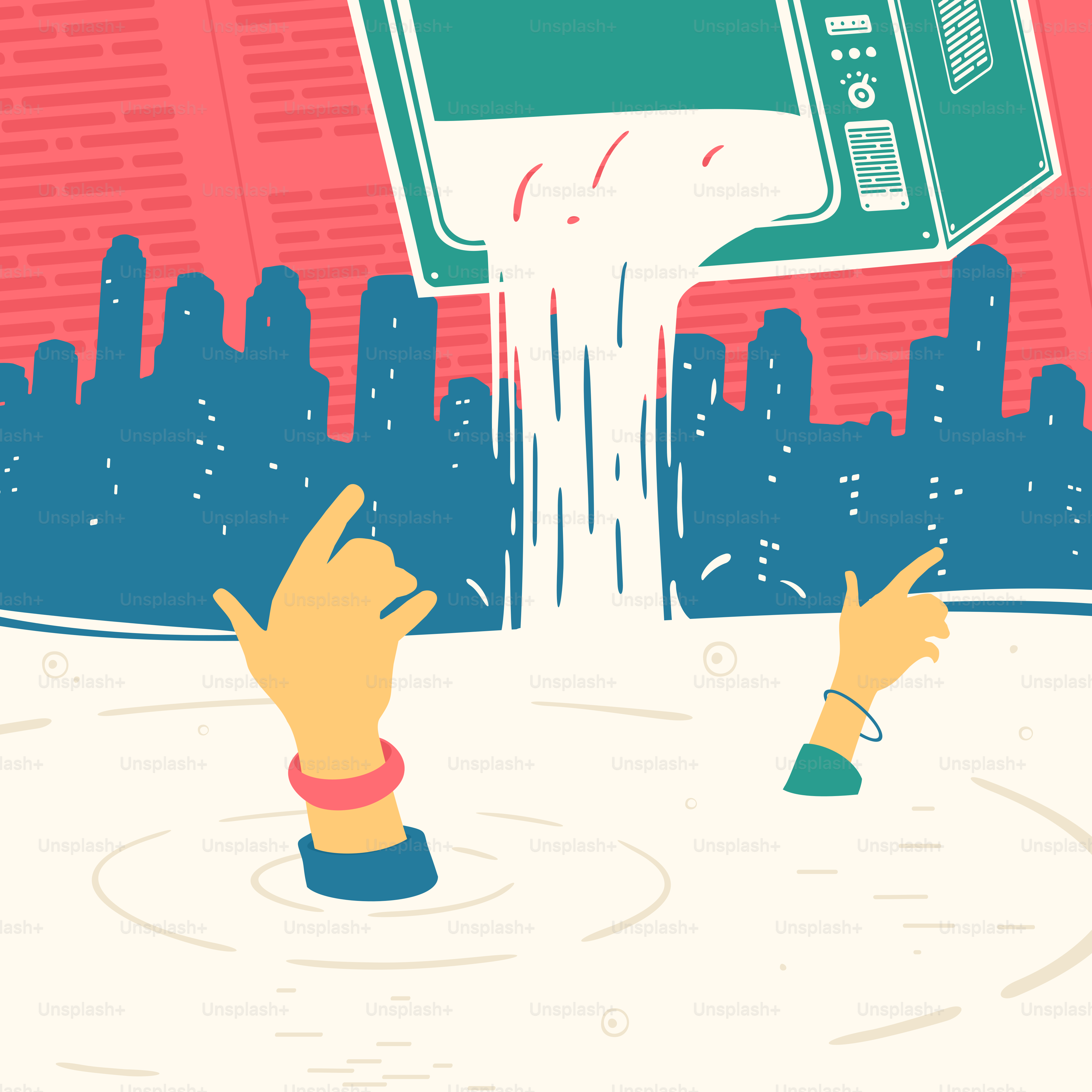 Ilustración vectorial Información La propaganda ahoga a la gente