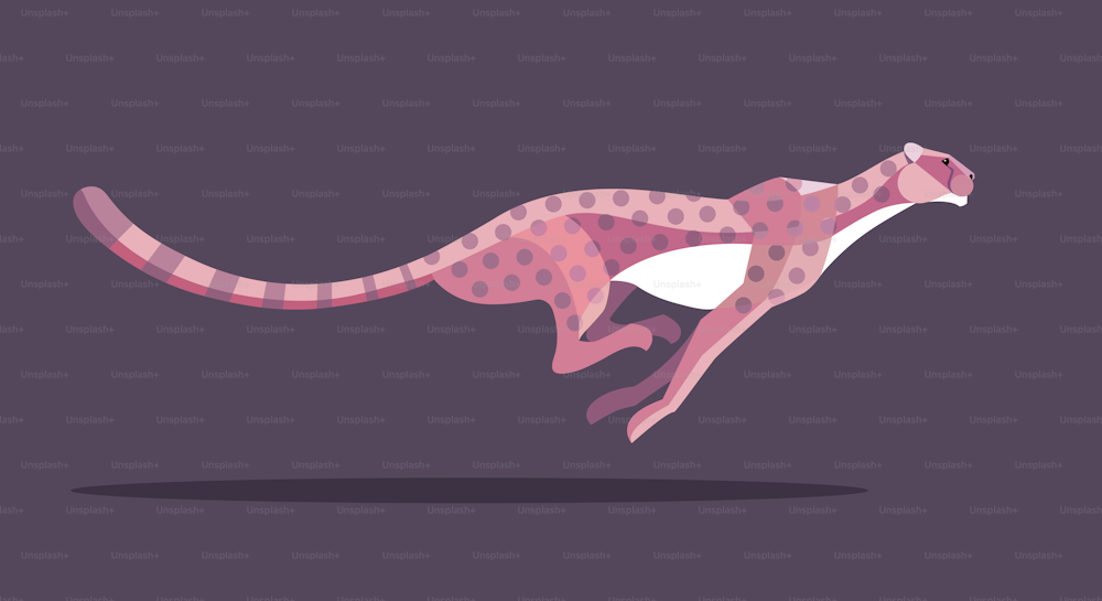 Pink cheetah on a dark background, stylized image