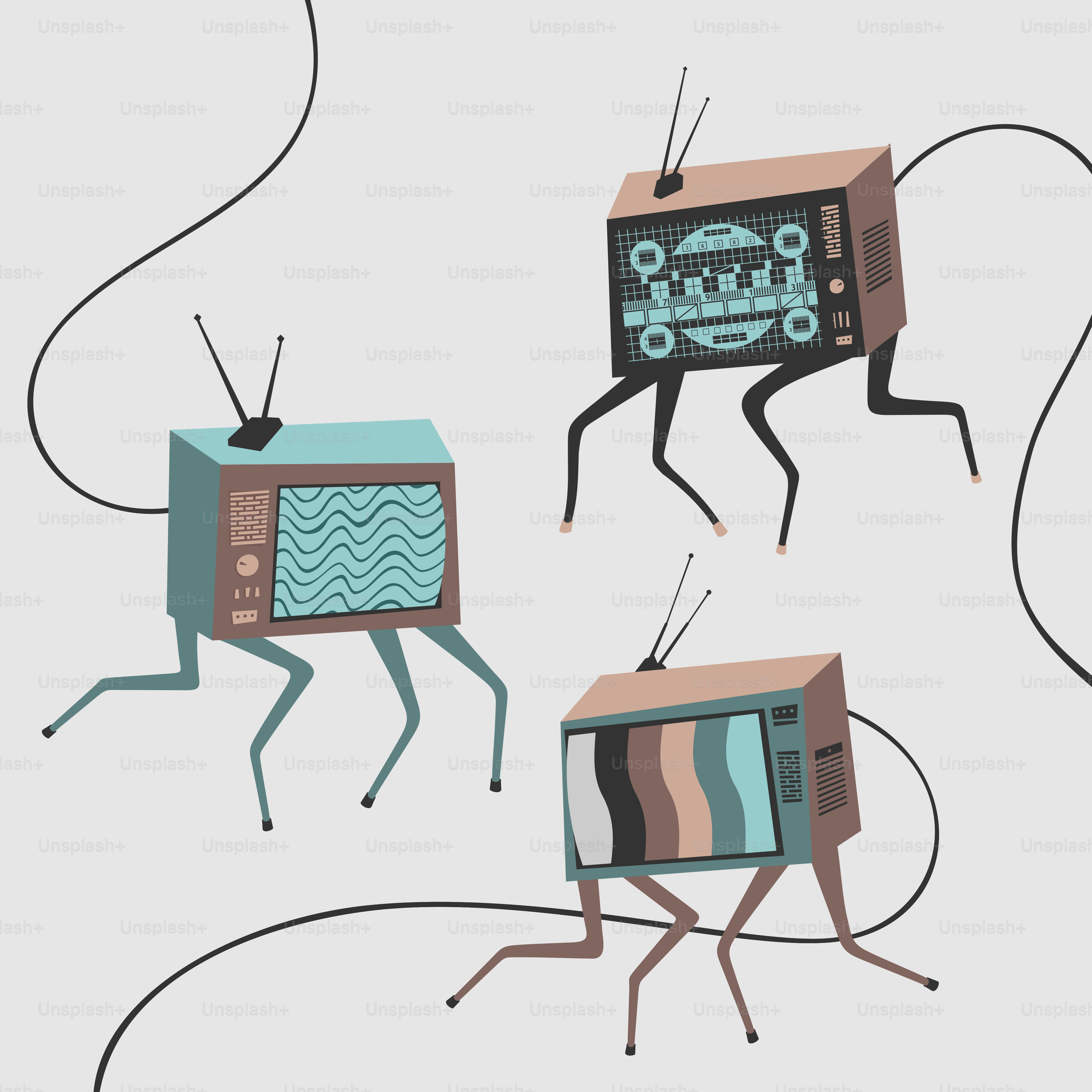 Vector Illustration Set Characters Tv