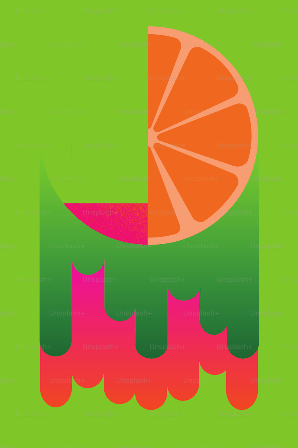 Orange fruit. Vector illustration of a tropical citrus.