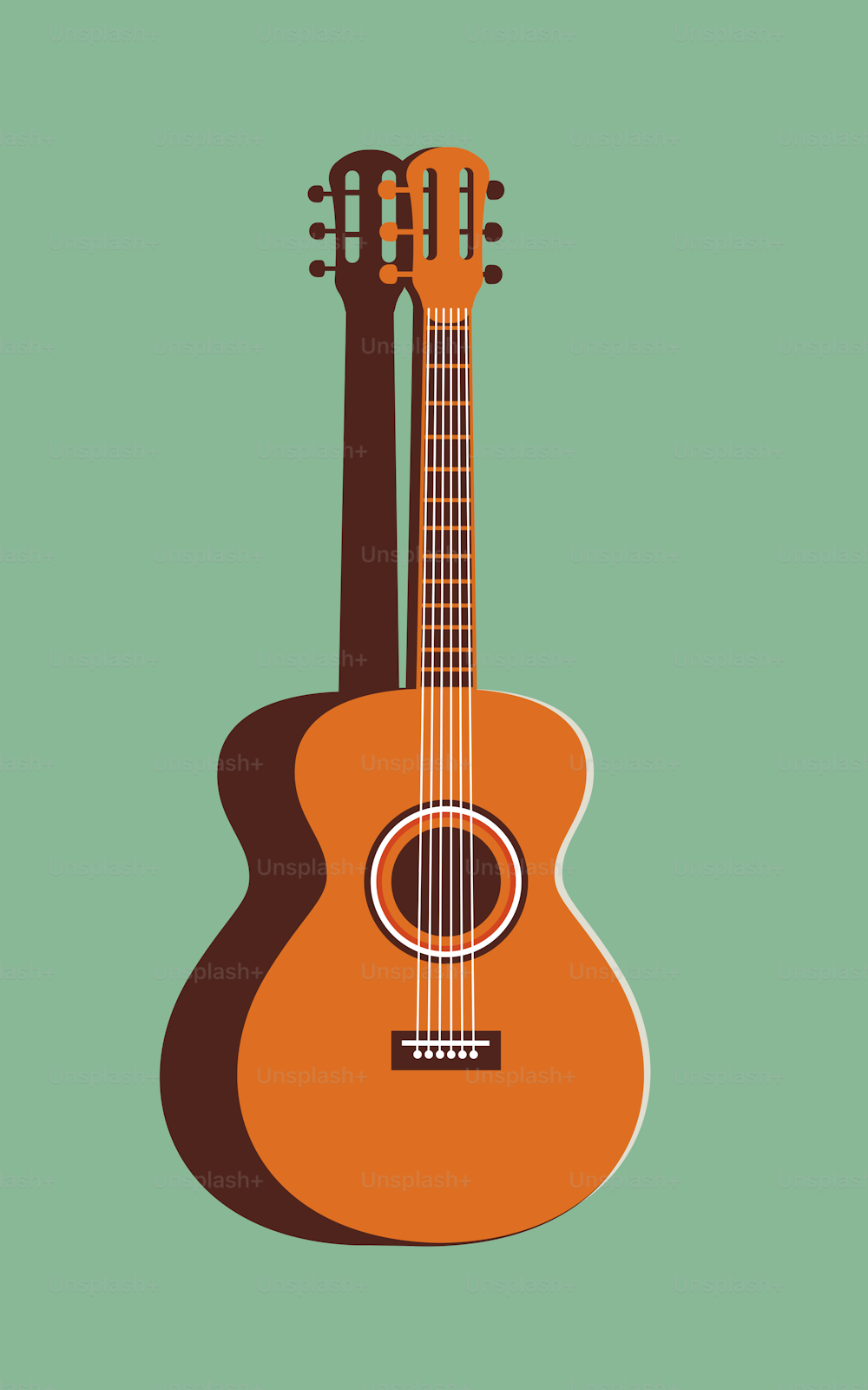 Ilustração vetorial de uma guitarra em um fundo verde menta. Ilustração minimalista em cores modernas. Conceito musical.