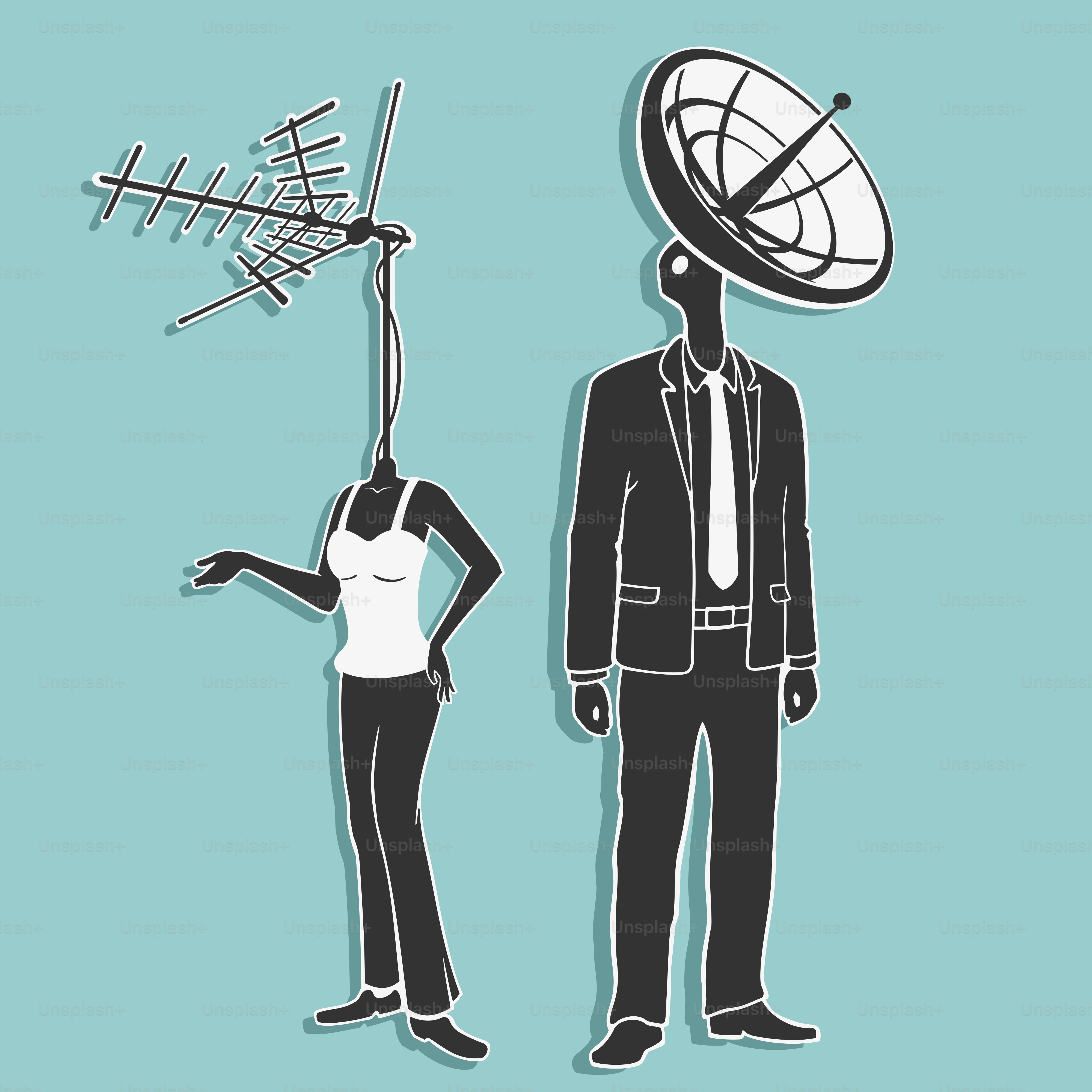 Vector illustration People and Antennas