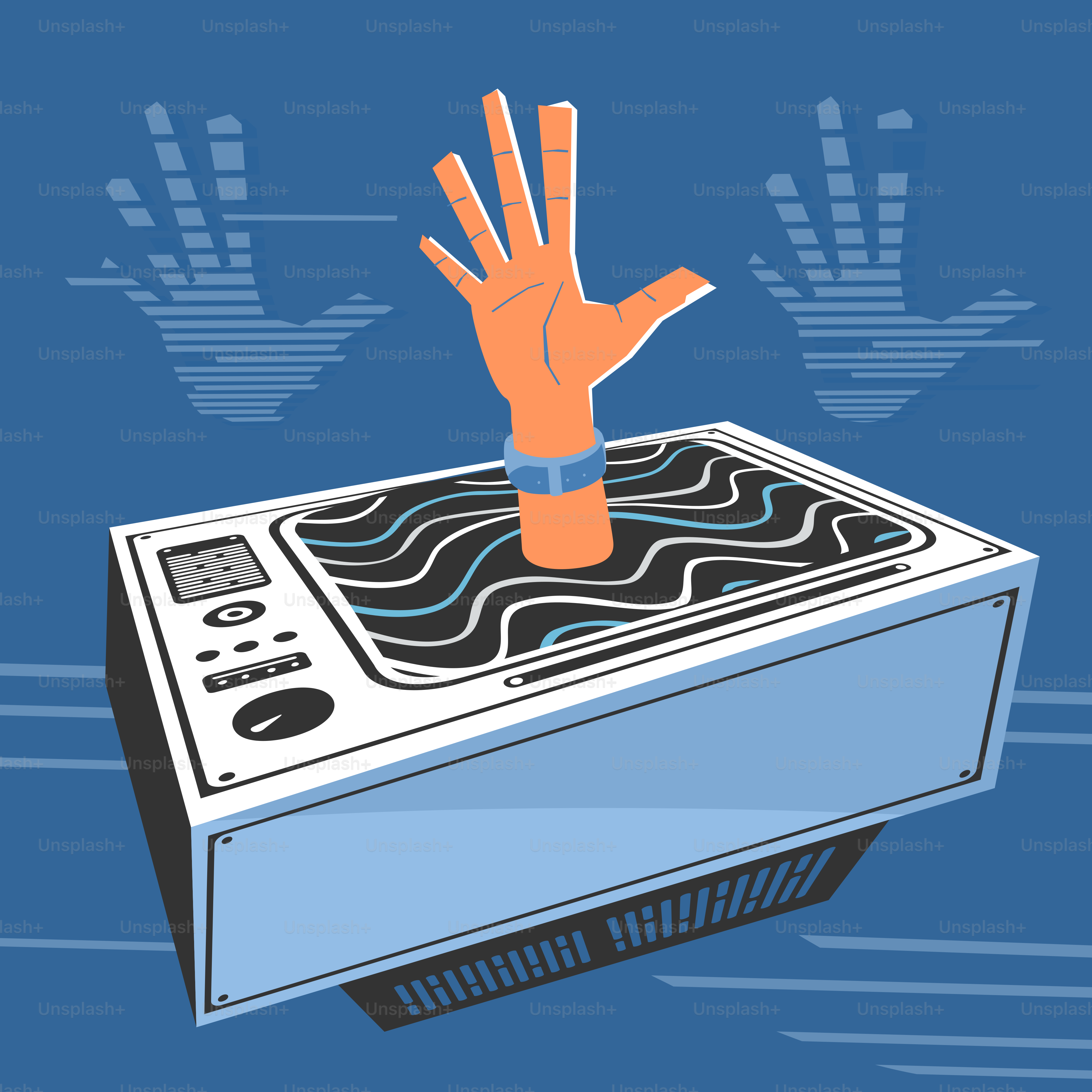 Vector Illustration Man and TV