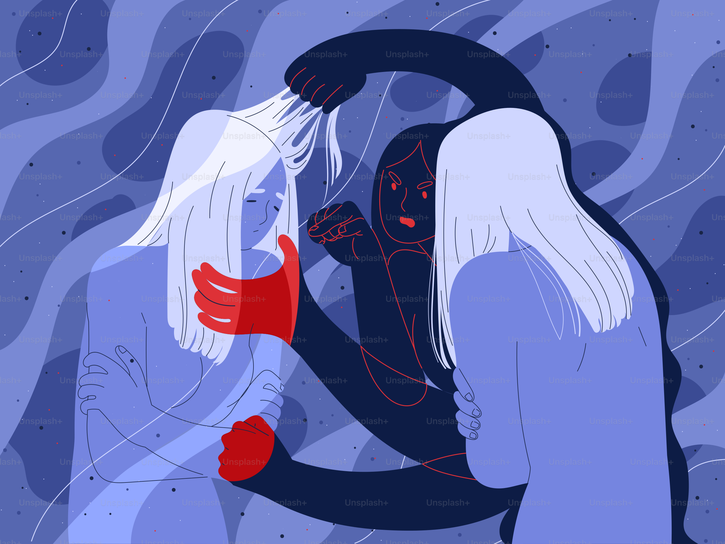 Sense of guilt, a person punishes himself. Psychological problems.