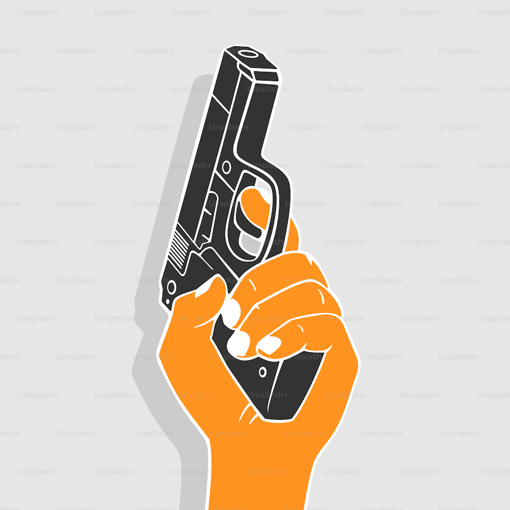 Illustration Vector Hand With Gun