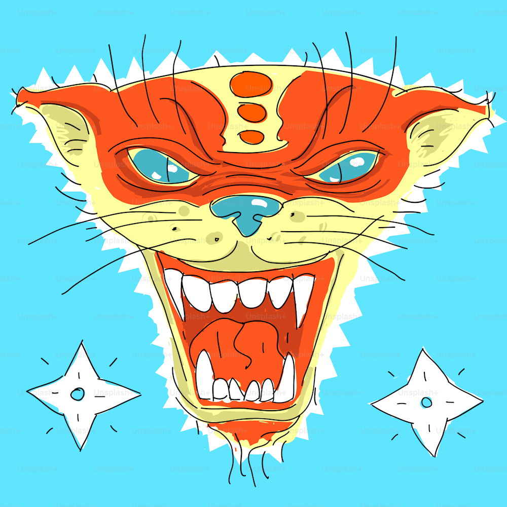 Vector illustration grin wild cat