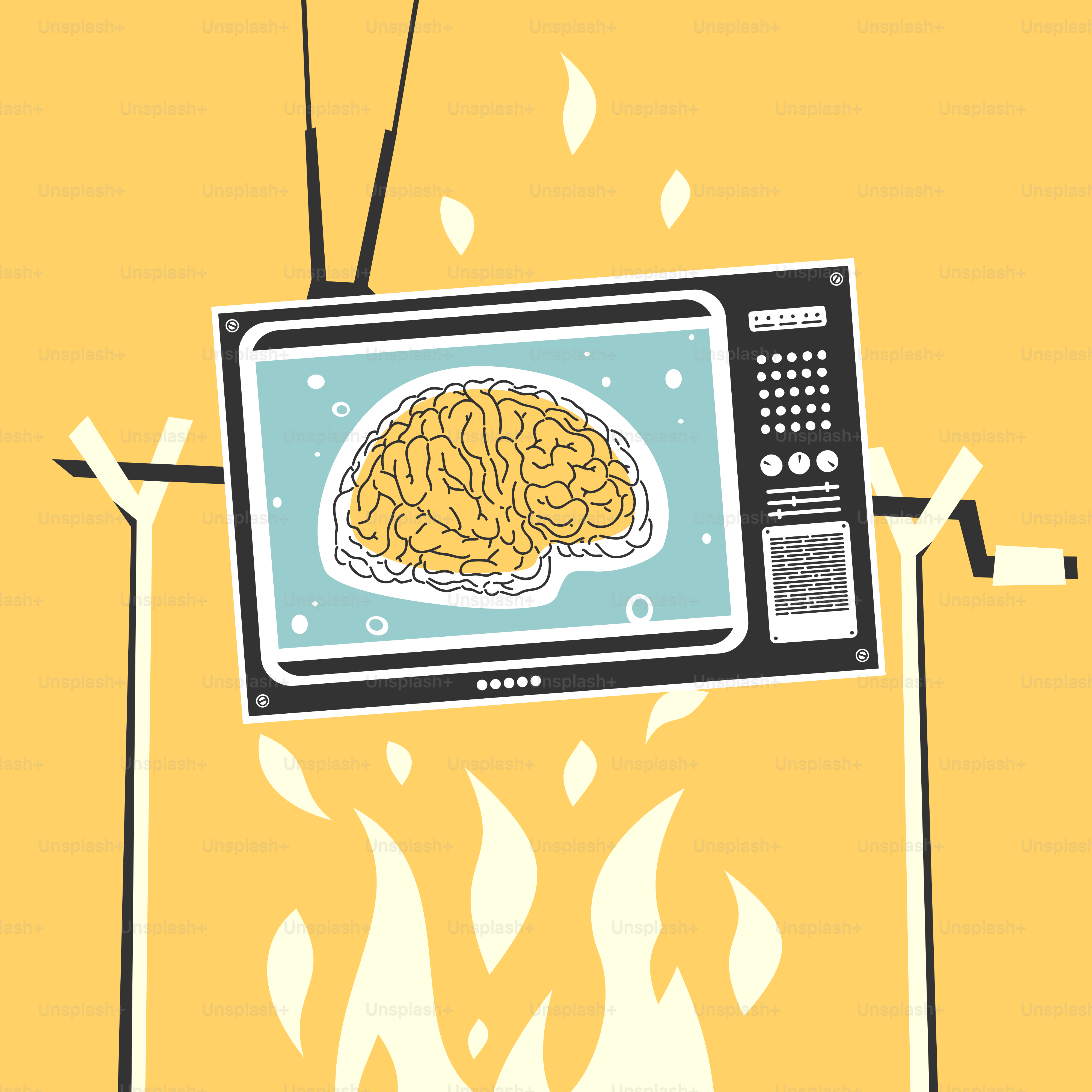 Karikatur Propaganda TV Ilustrasi Vektor