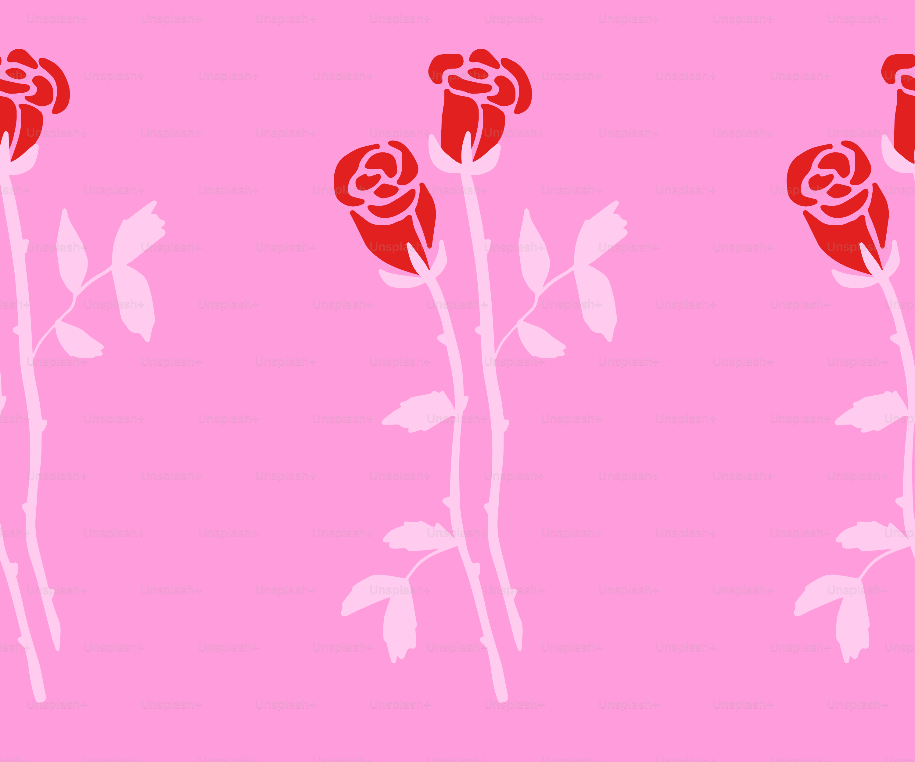 tres rosas rojas sobre fondo rosa