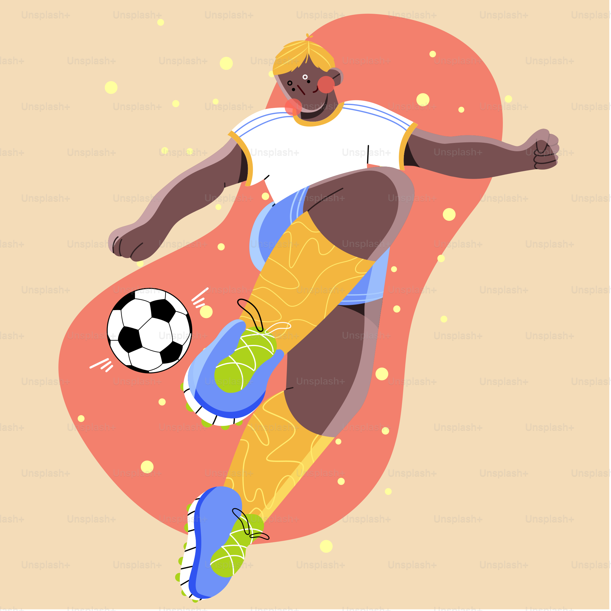 un homme tapant dans un ballon de football sur le dessus d’un terrain