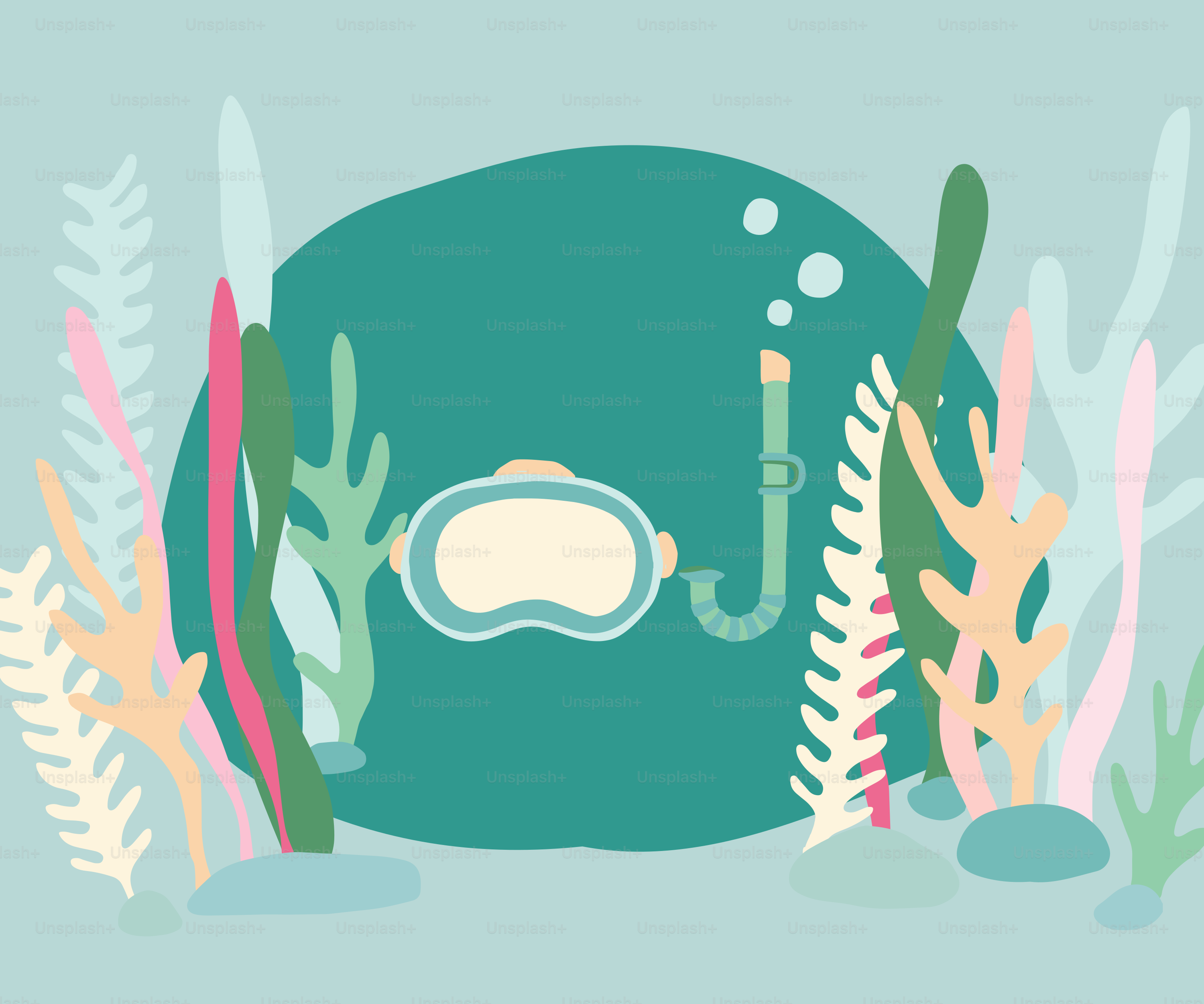 an underwater scene with corals and seaweed