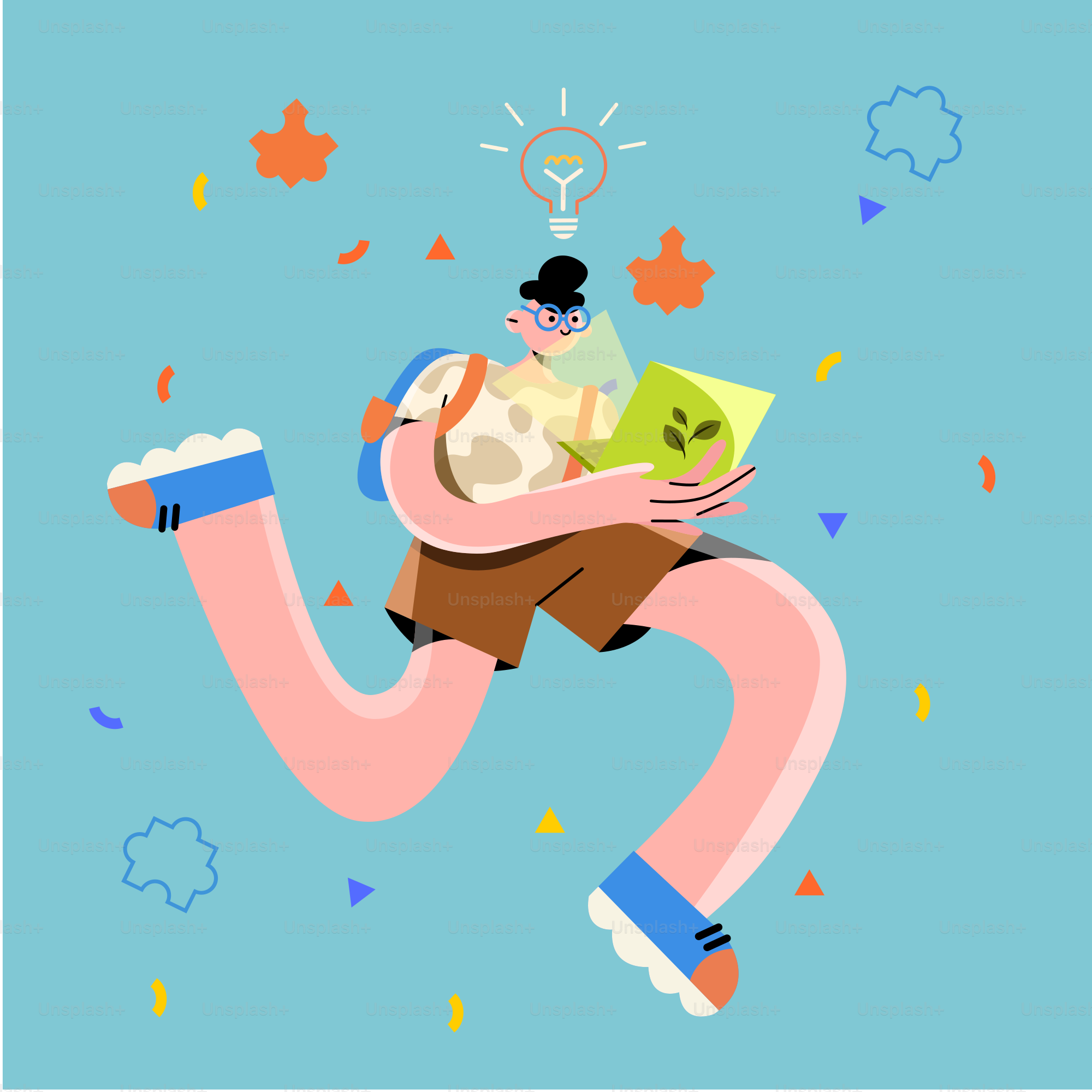 男が空中を飛びながら本を読んでいる