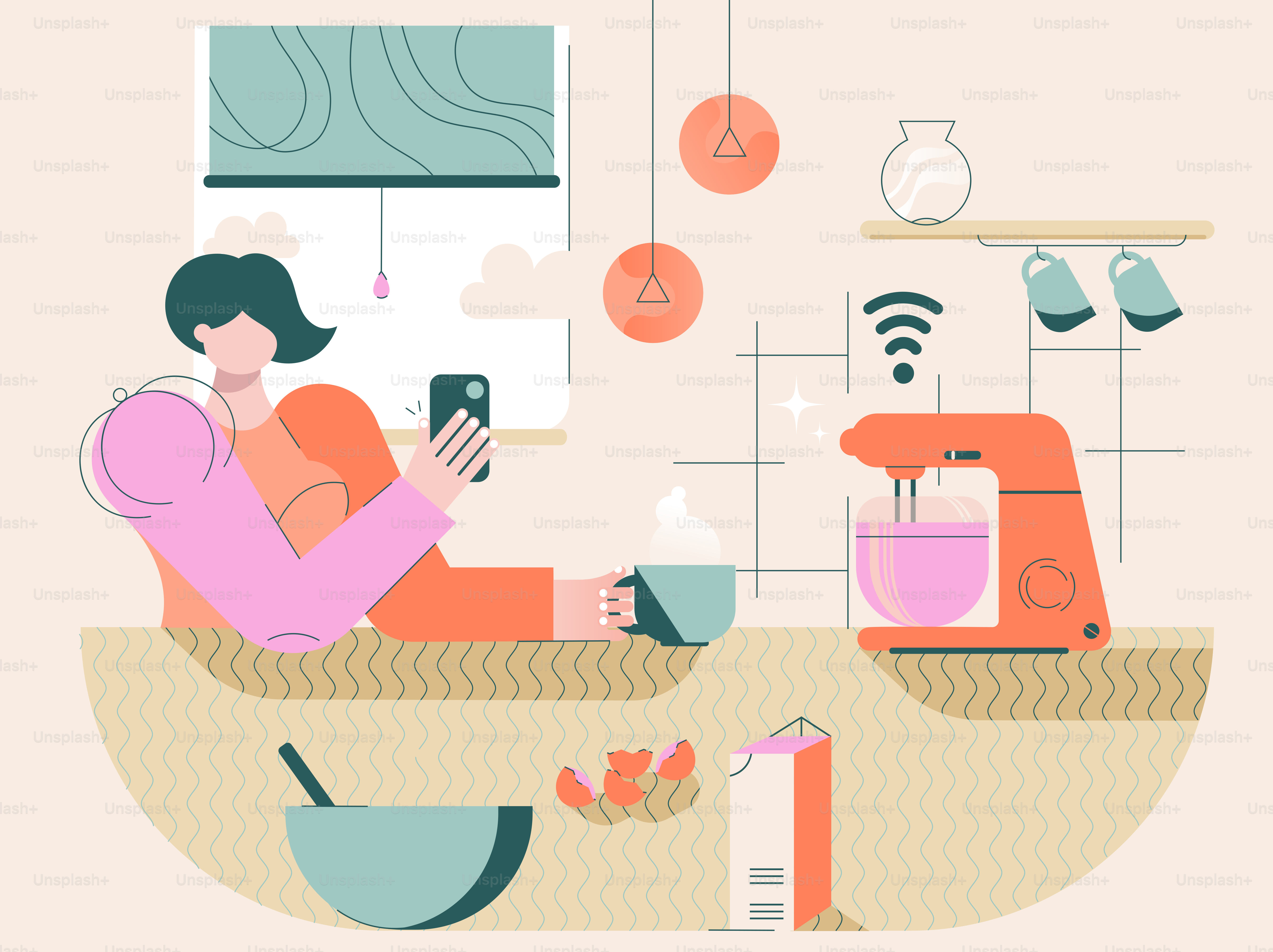 Eine Frau, die auf einem Sofa sitzt und ein Handy benutzt