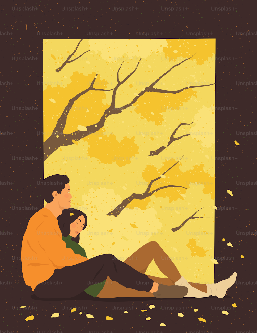 un uomo e una donna seduti sotto un albero