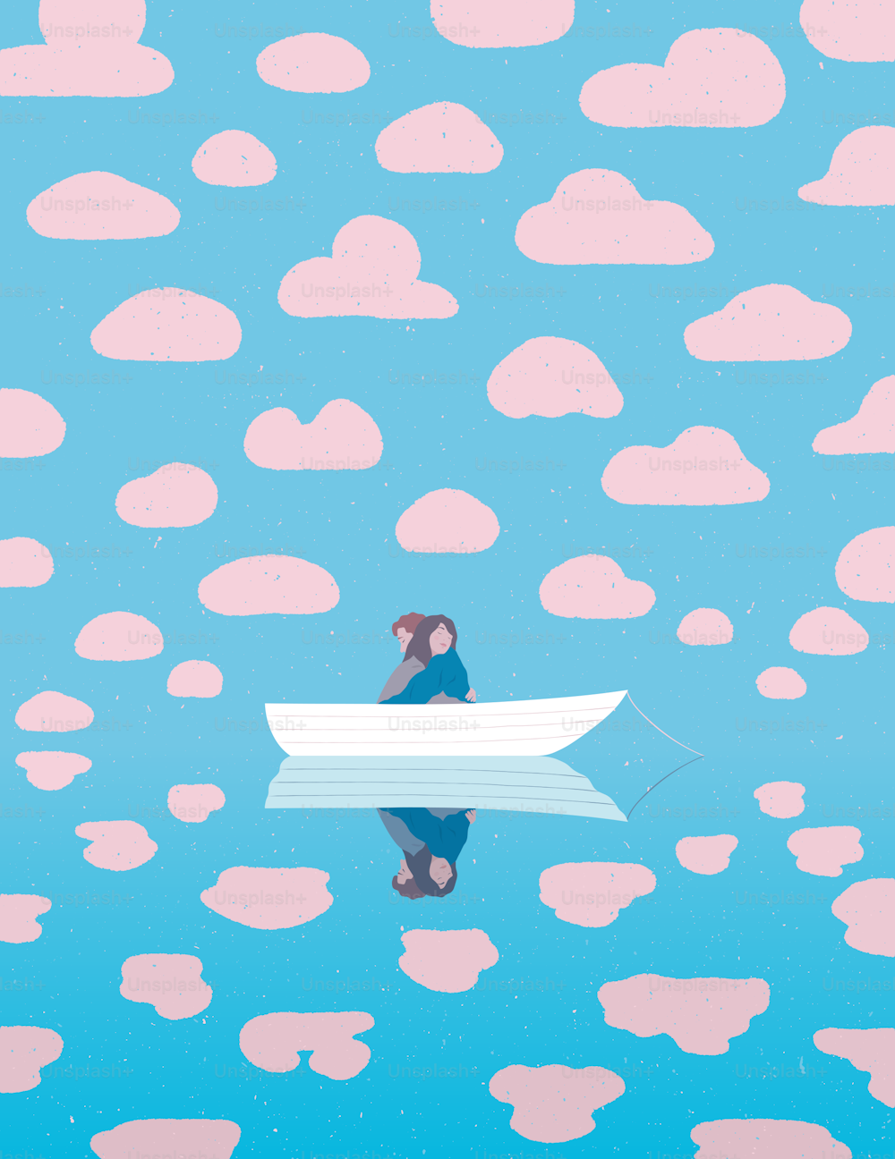 una persona sentada en un barco de papel flotando en el agua