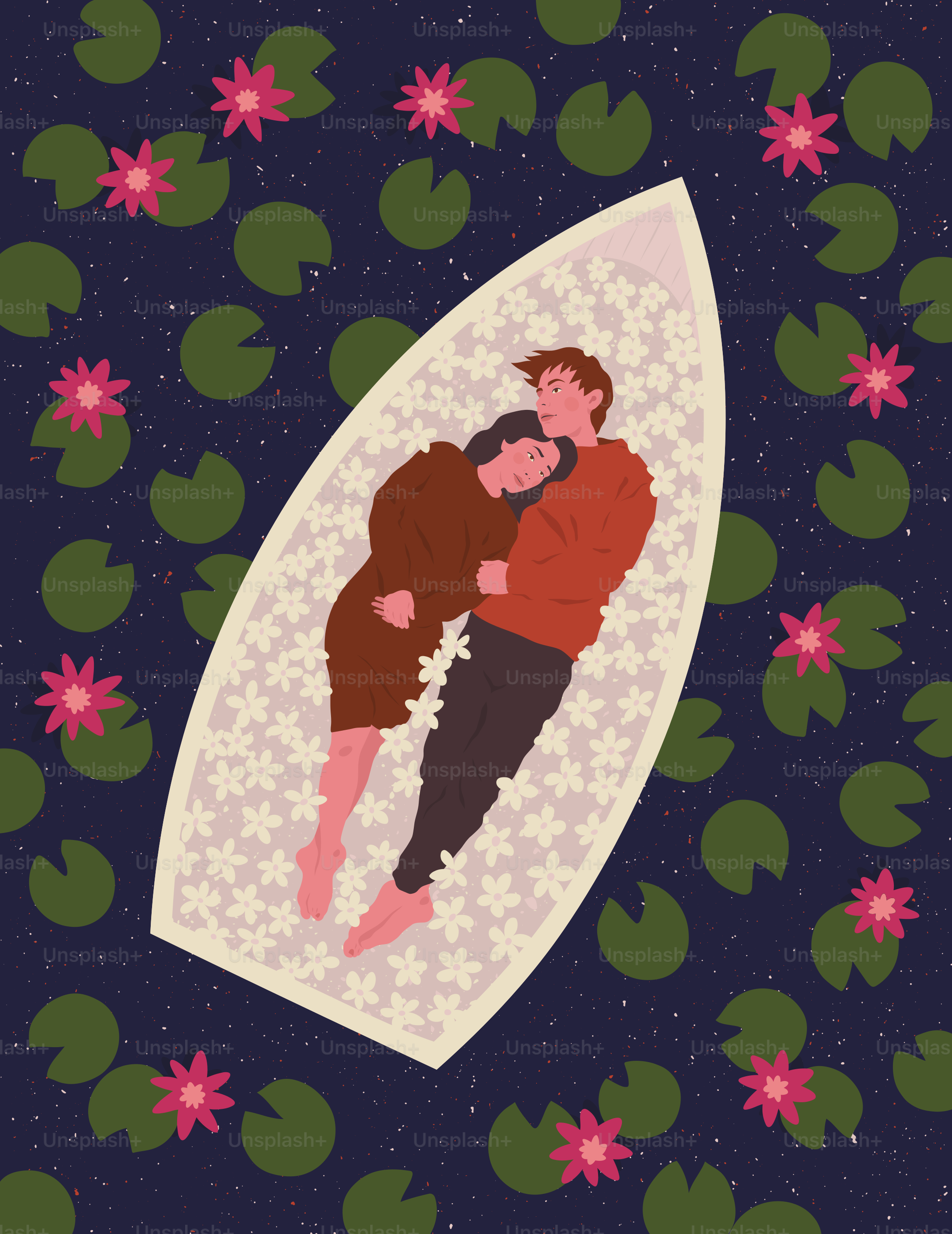 a couple of people laying on top of a surfboard