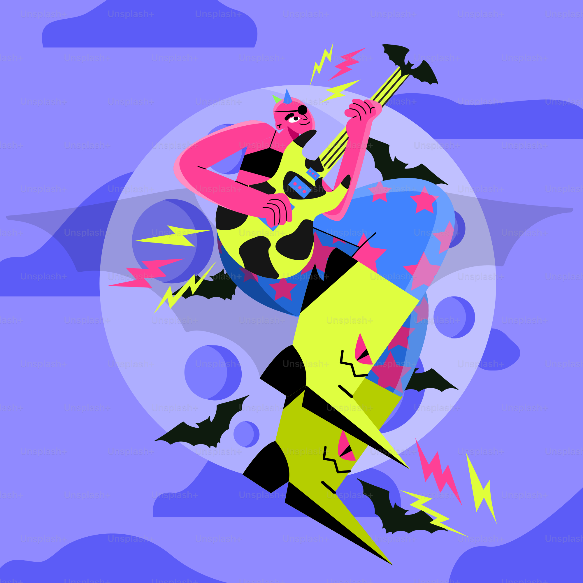 un dibujo animado de un hombre con una guitarra