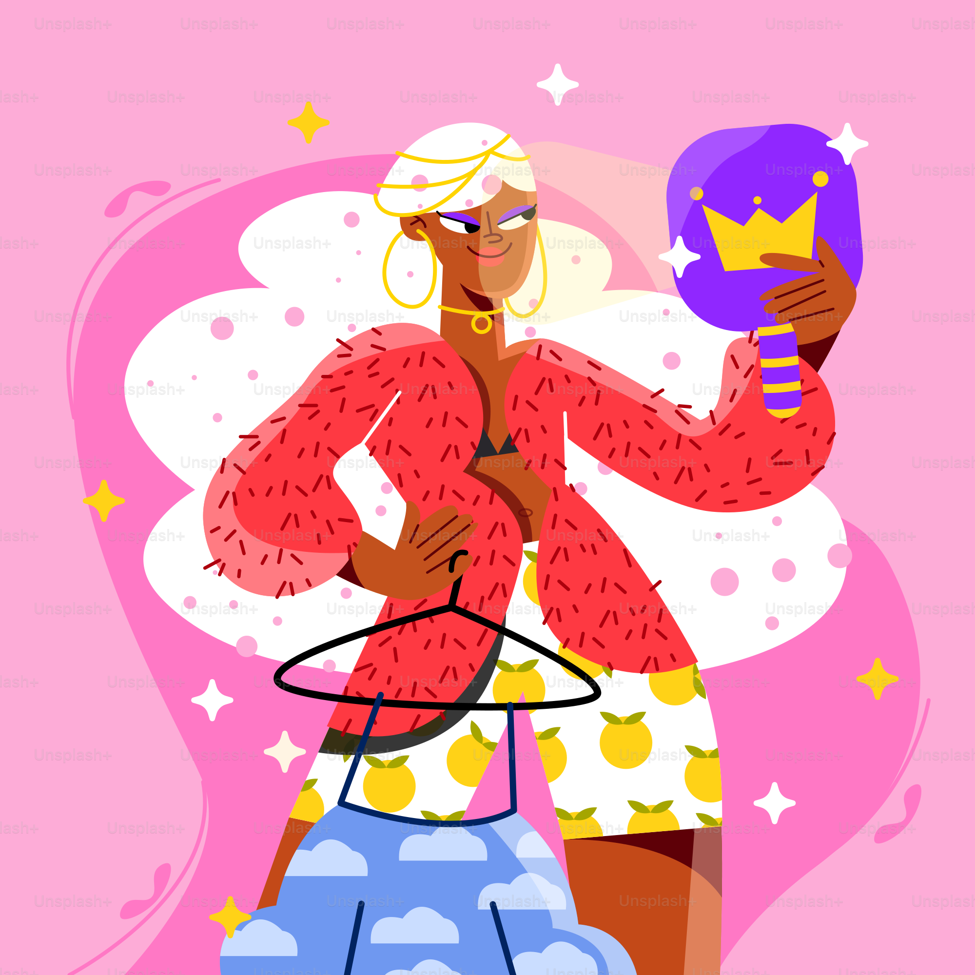 una donna che tiene in mano un oggetto viola