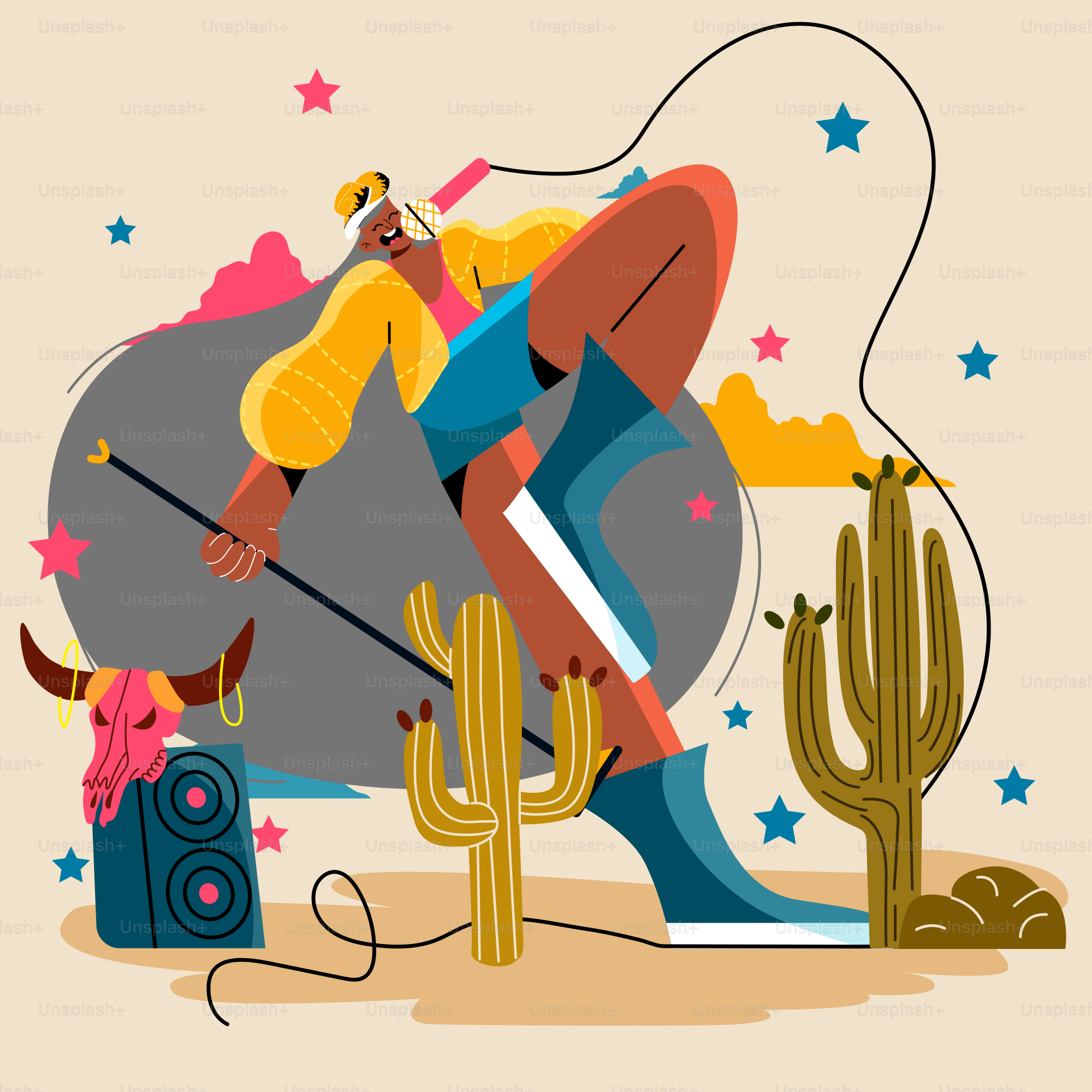 a man sitting on top of a giant rock next to a cactus