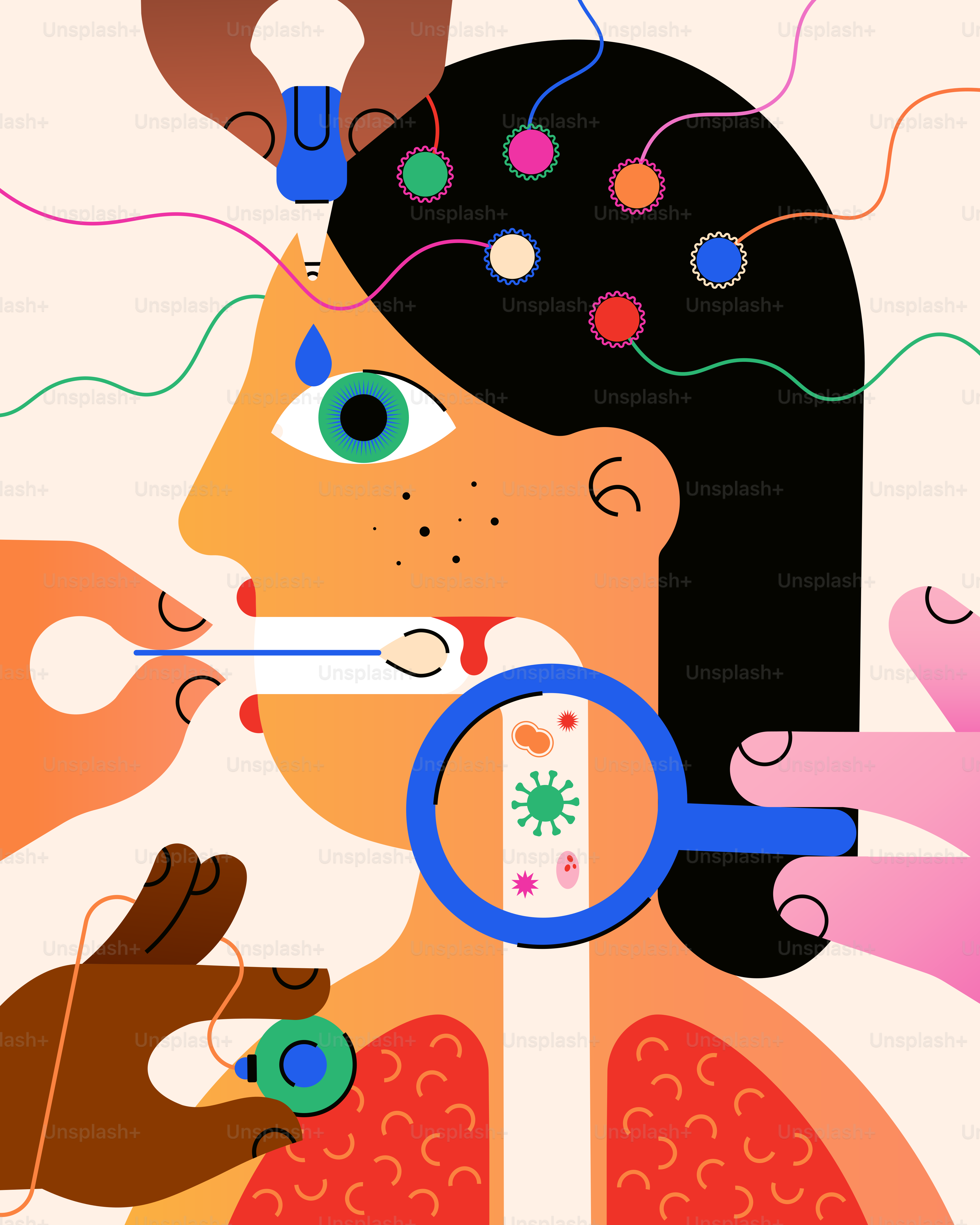 a woman holding a magnifying glass in front of her face
