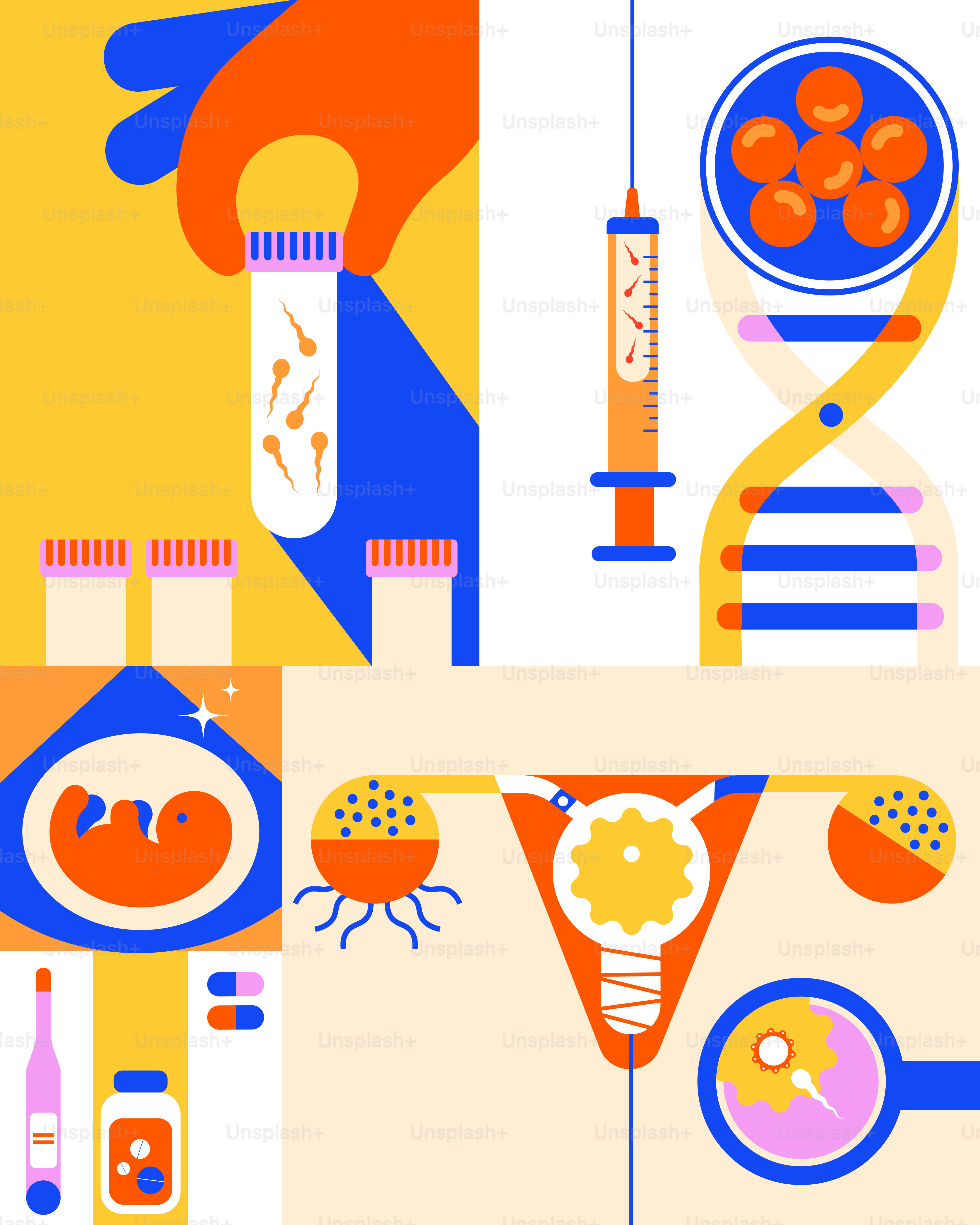 a series of illustrations of food and a person holding a spoon