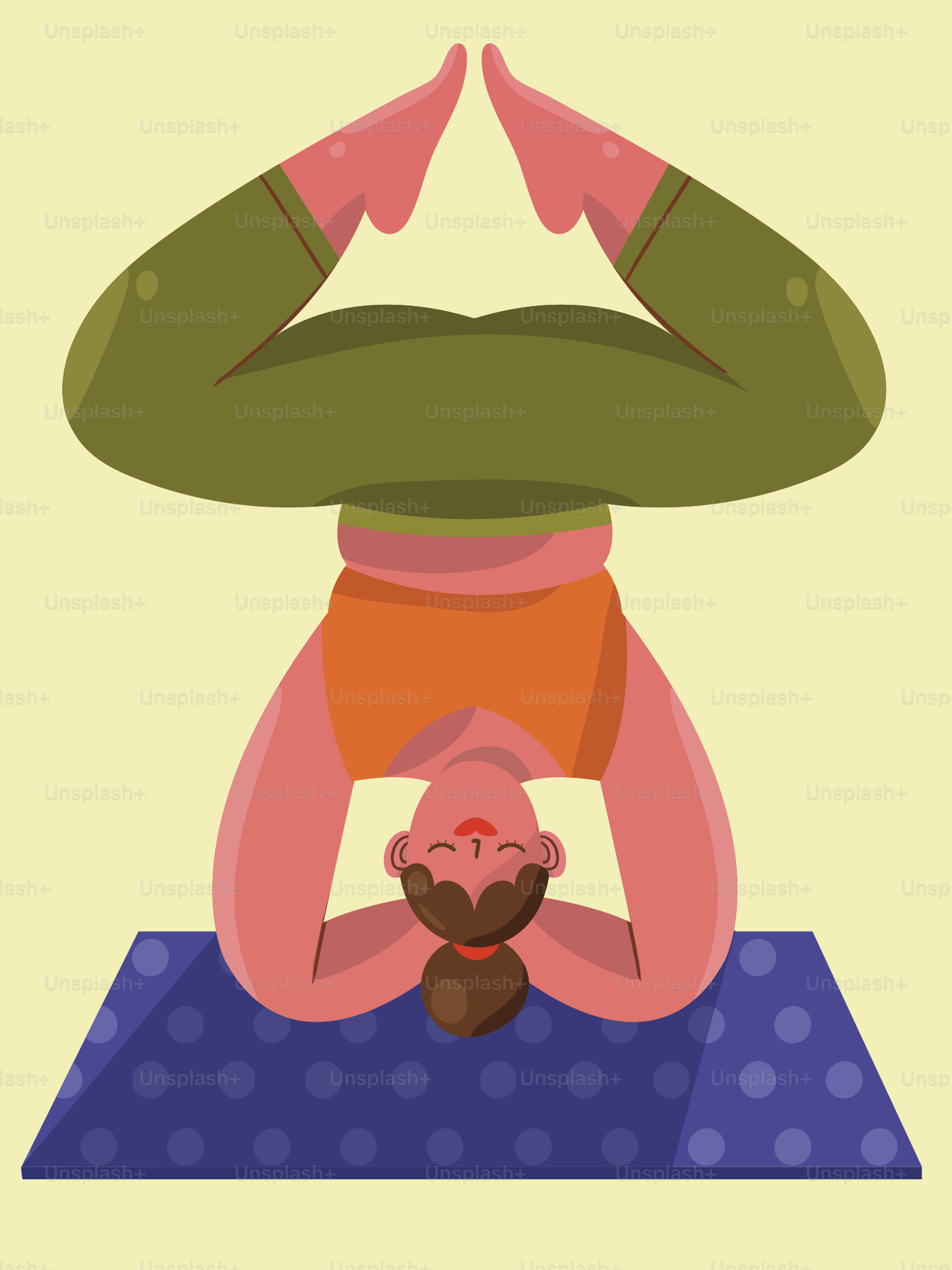 a person doing a handstand on a blue mat