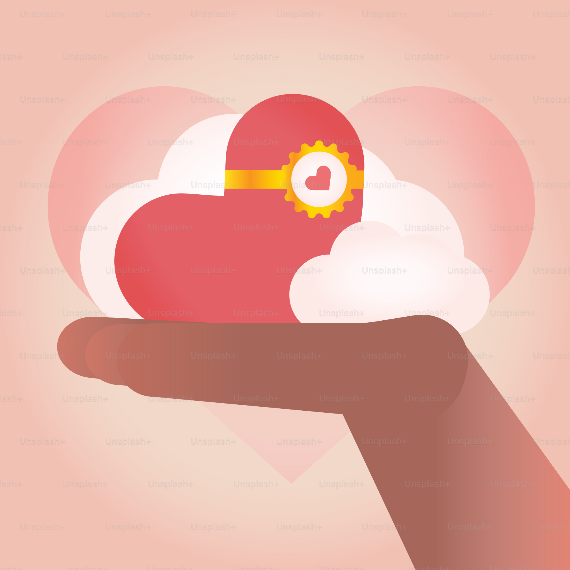 a hand holding a heart with a lock on it