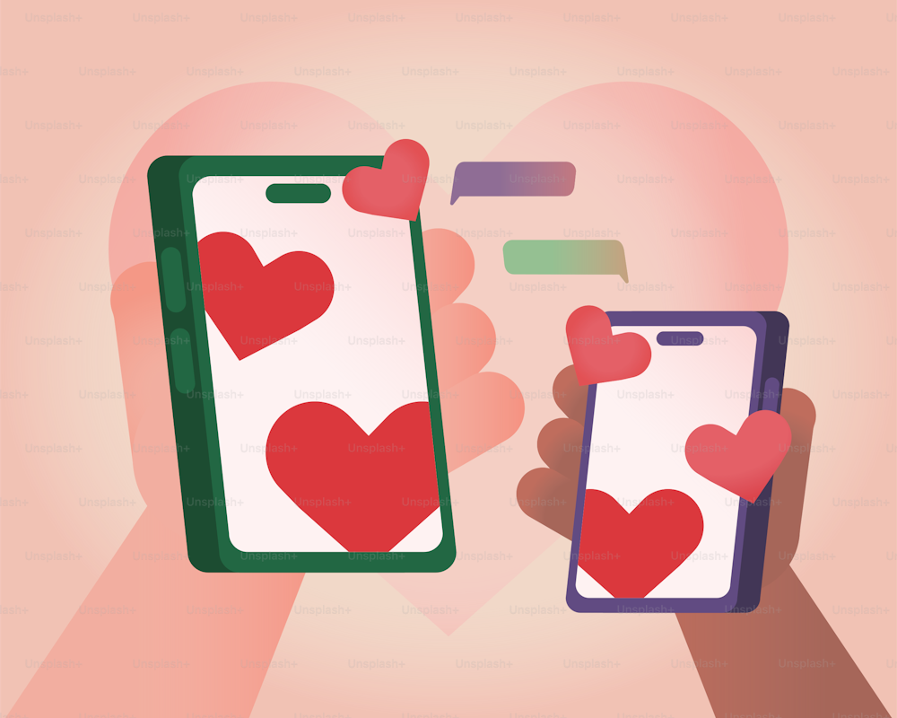 a hand holding a smart phone with hearts on the screen