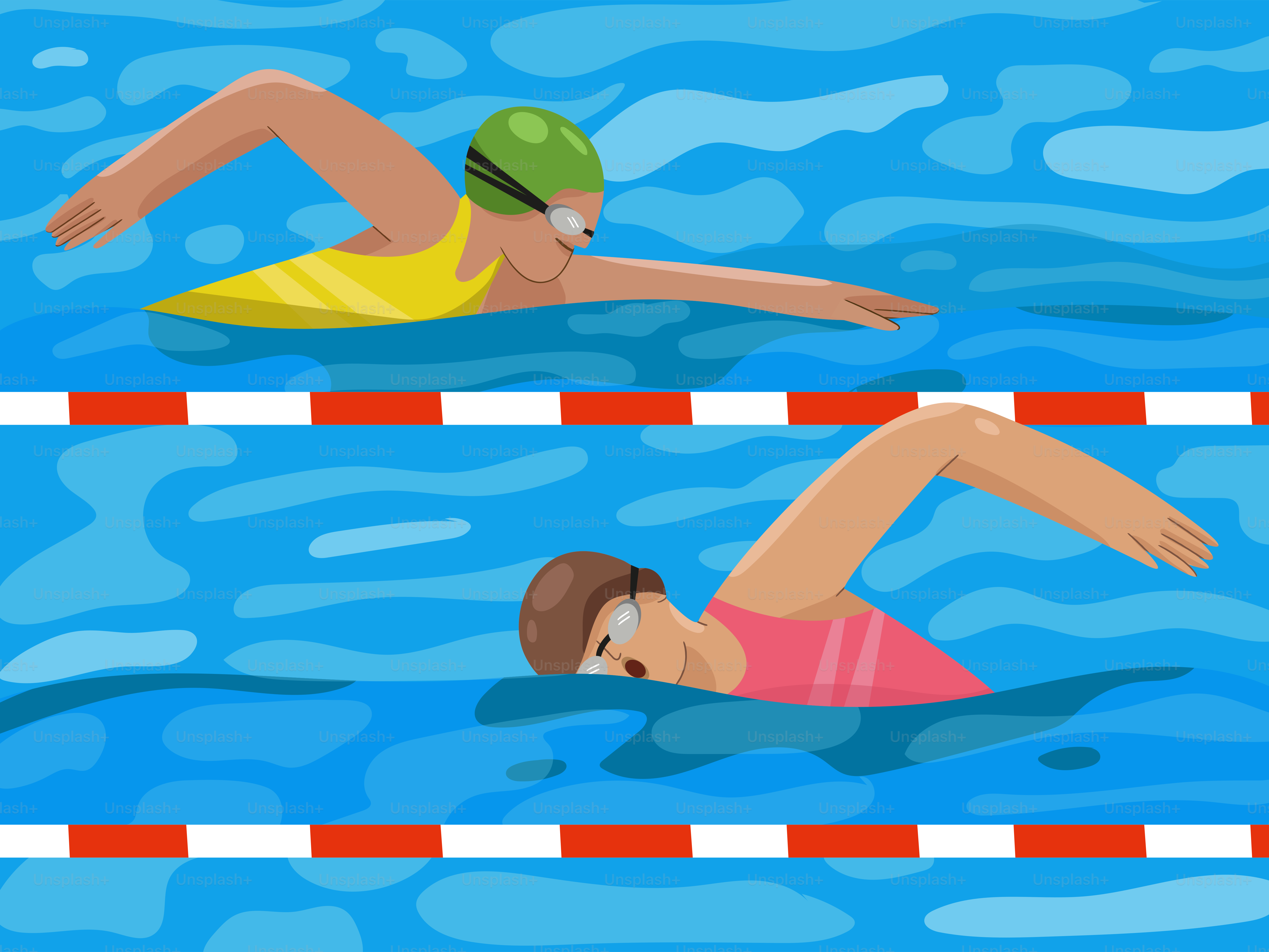 a woman swimming in a swimming pool