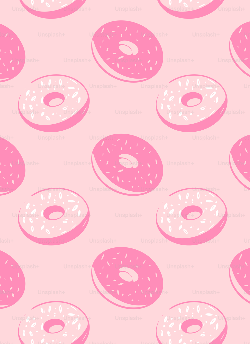 a lot of pink donuts on a pink background