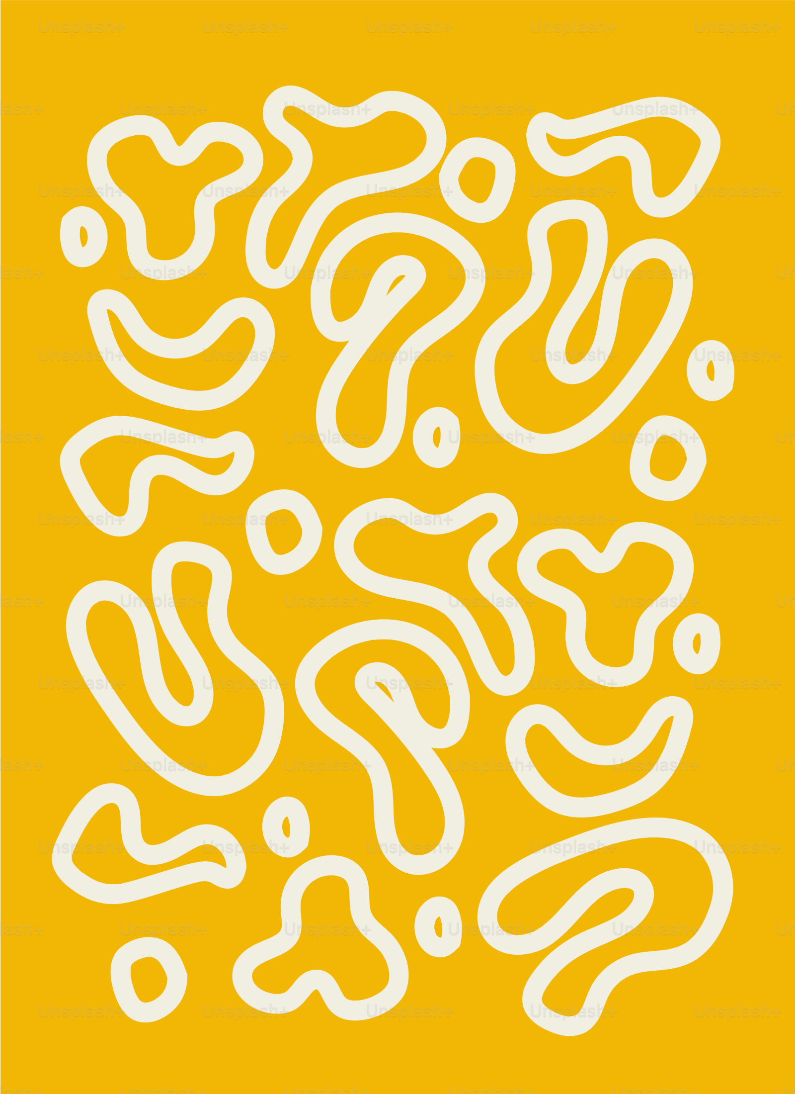 a yellow background with white shapes on it