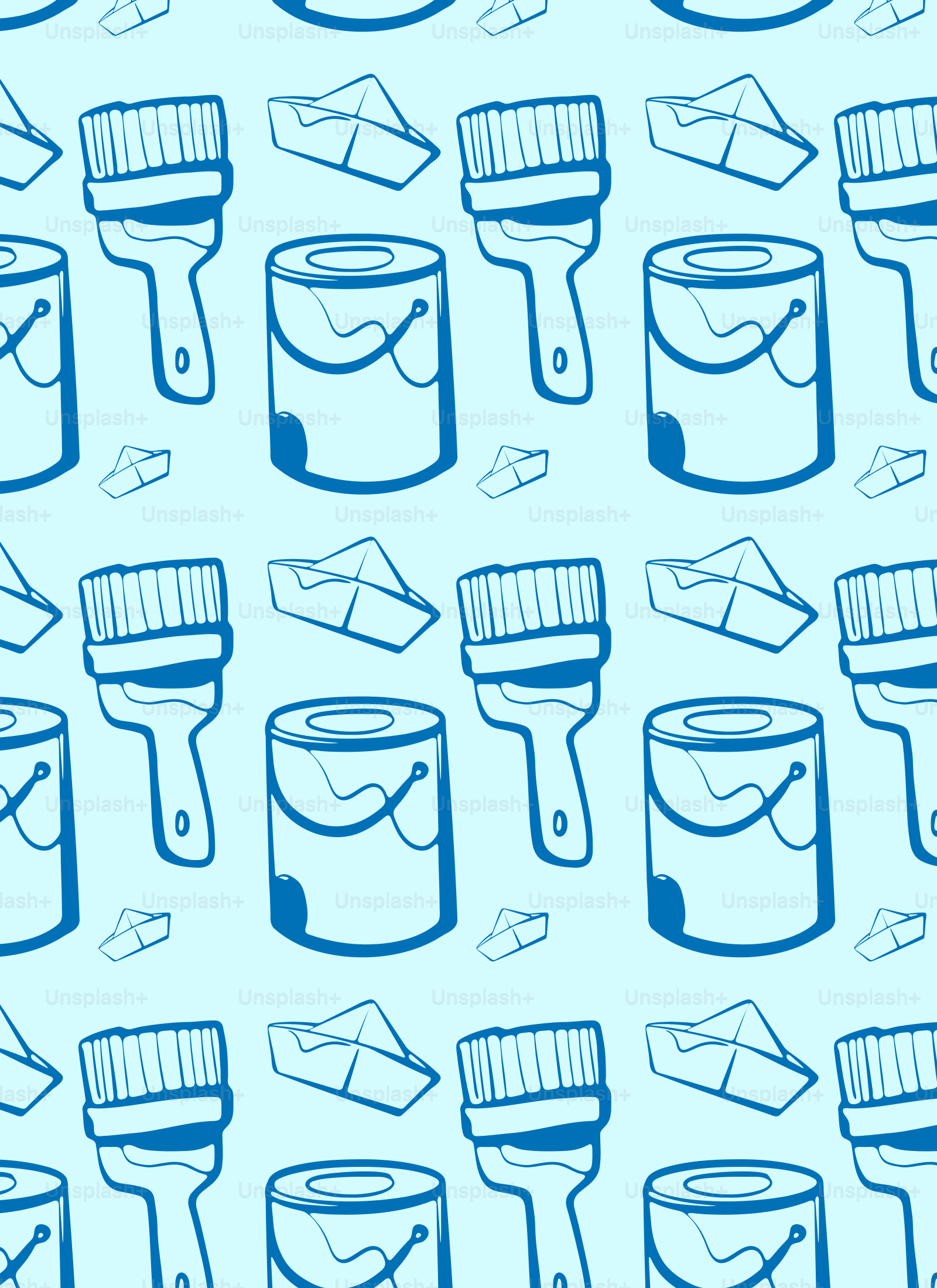 a pattern of blue paint and a brush