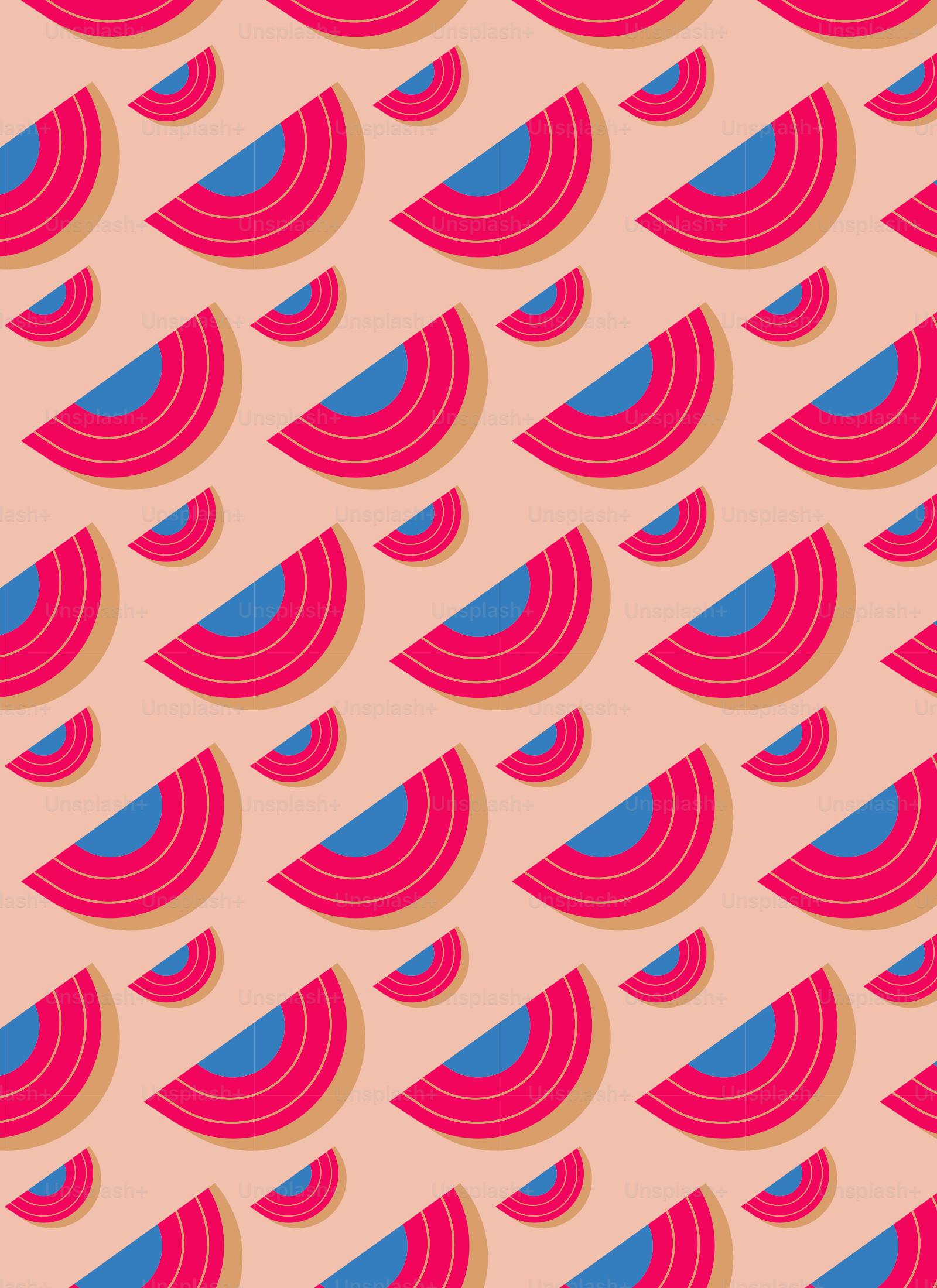 a pink and blue background with a pattern of wavy shapes