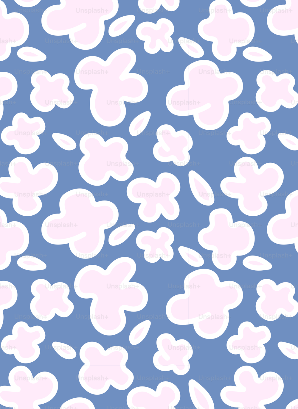 a blue and white pattern with hearts on it
